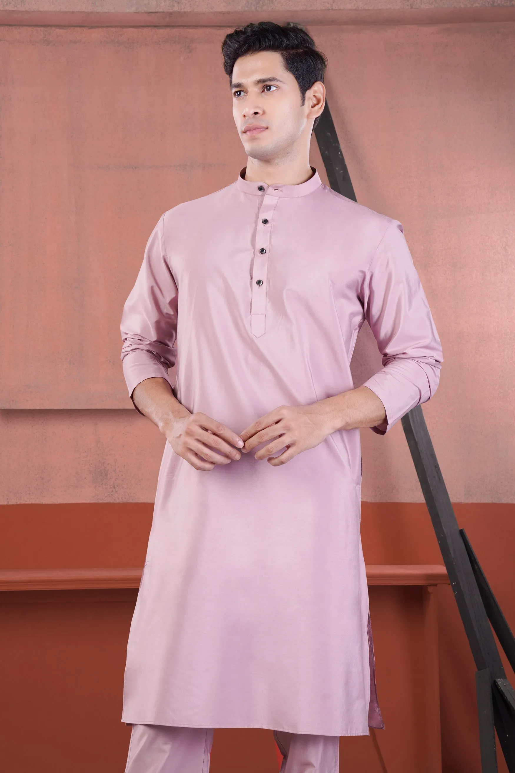 Melanie Pink Subtle Sheen Viscose Kurta sold by French Crown product image thumbnail 5