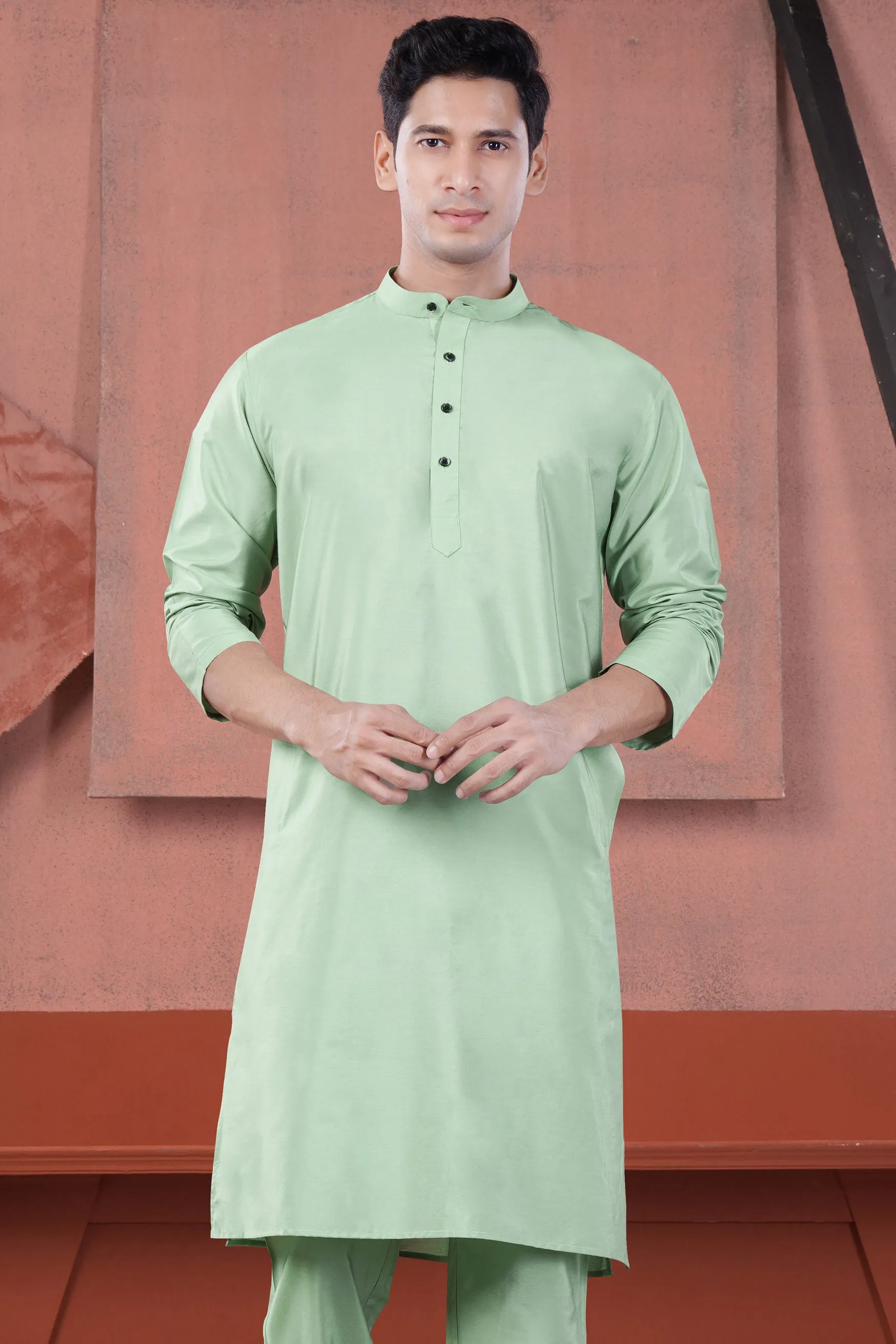 Sprout Green Subtle Sheen Viscose Kurta sold by French Crown product image thumbnail 2