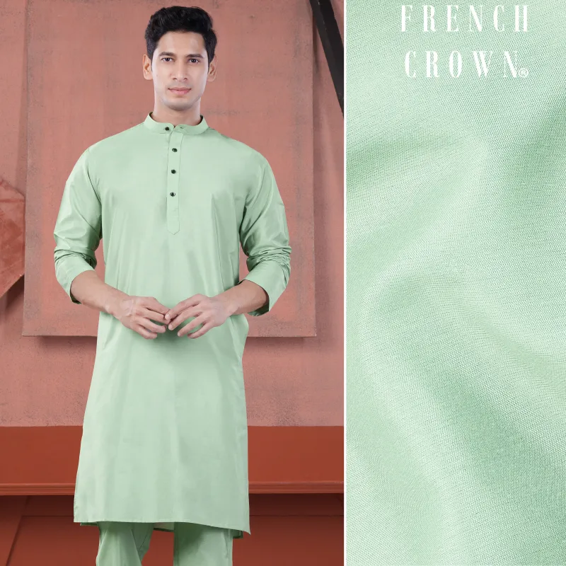 Sprout Green Subtle Sheen Viscose Kurta sold by French Crown