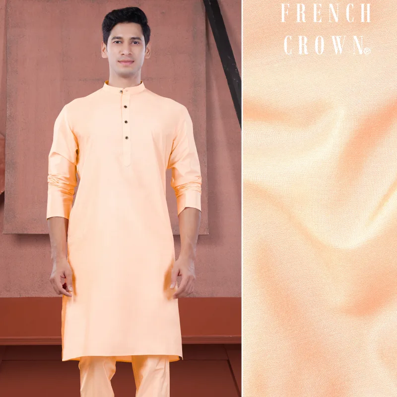 Peach Subtle Sheen Viscose Kurta sold by French Crown