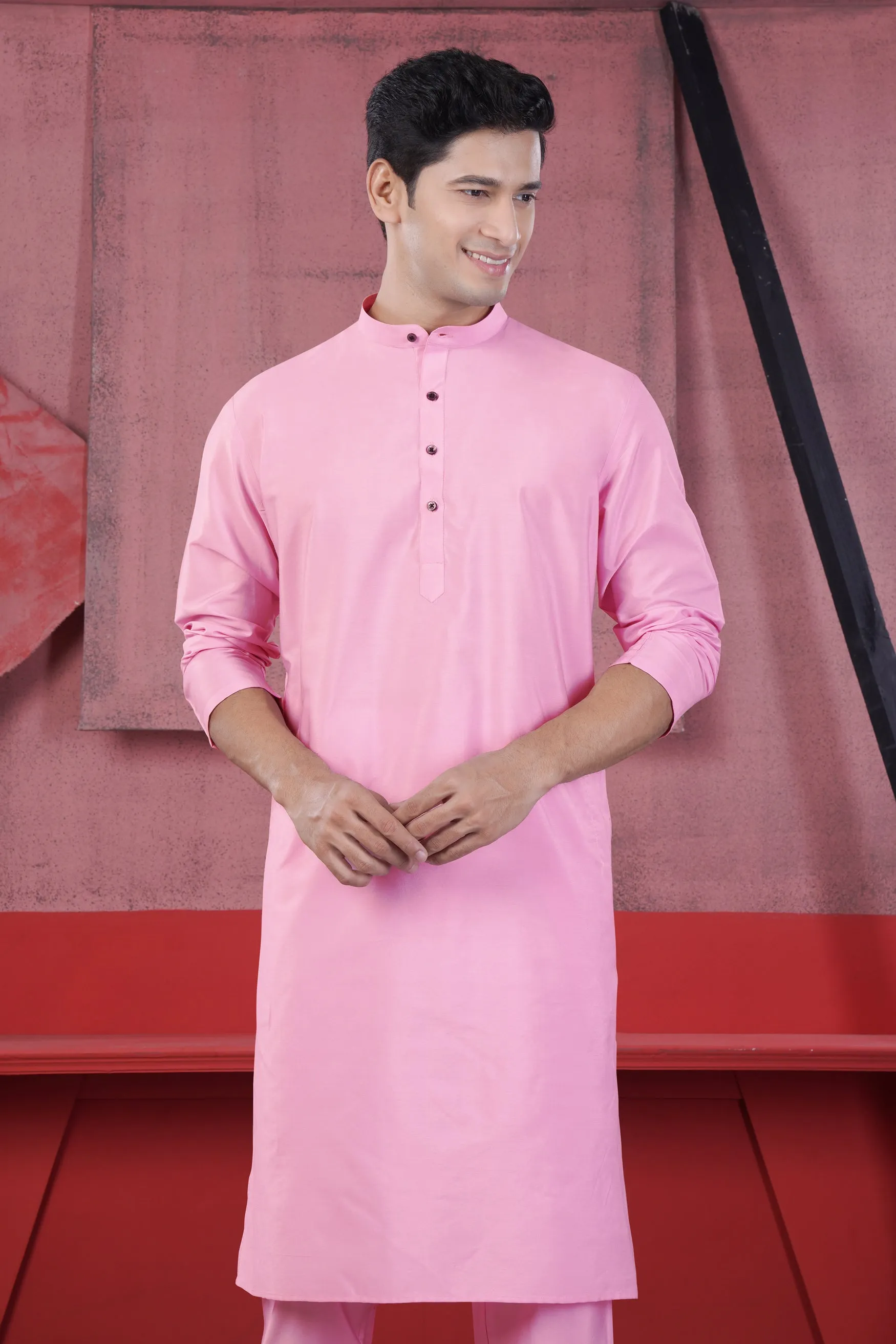 Magenta Pink Subtle Sheen Viscose Kurta sold by French Crown product image thumbnail 5