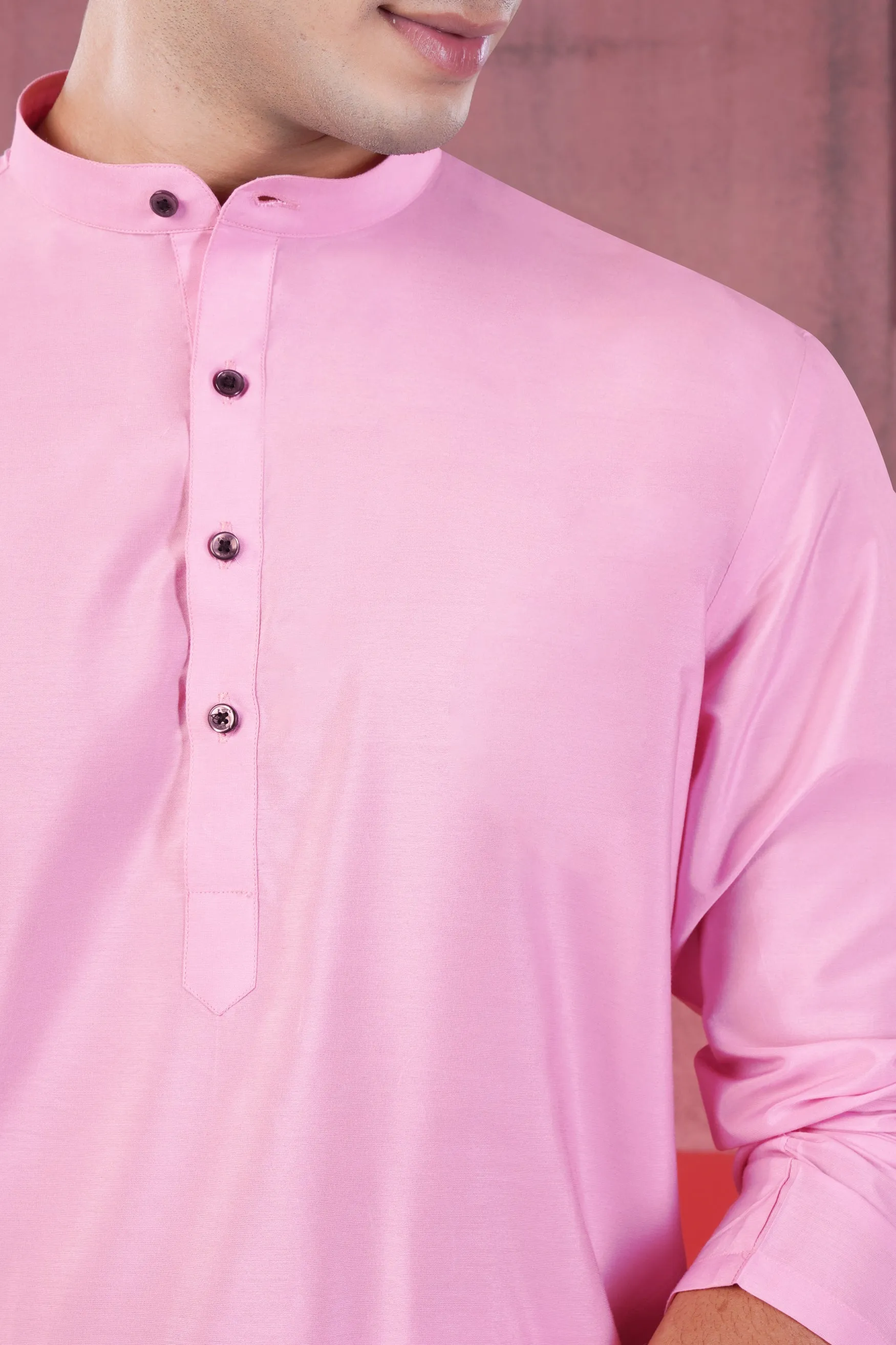 Magenta Pink Subtle Sheen Viscose Kurta sold by French Crown product image thumbnail 4