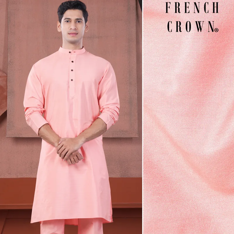Blossom Pink Subtle Sheen Viscose Kurta sold by French Crown
