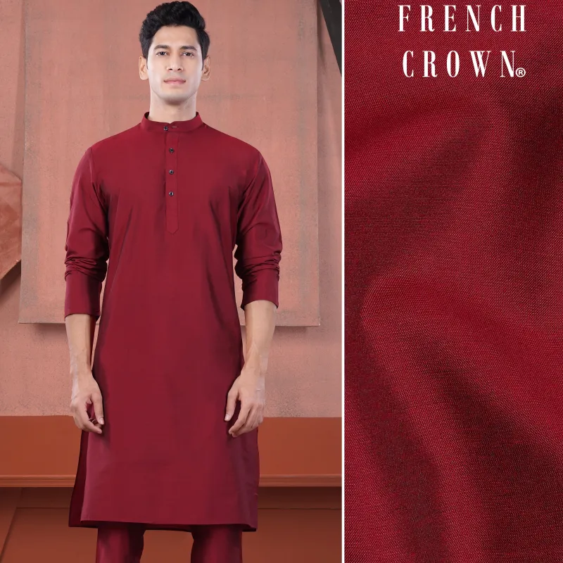 Merlot Red Subtle Sheen Viscose Kurta sold by French Crown