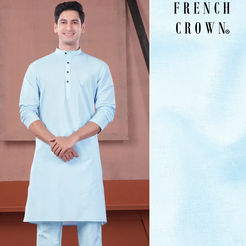 Uranian Blue Subtle Sheen Viscose Kurta sold by French Crown