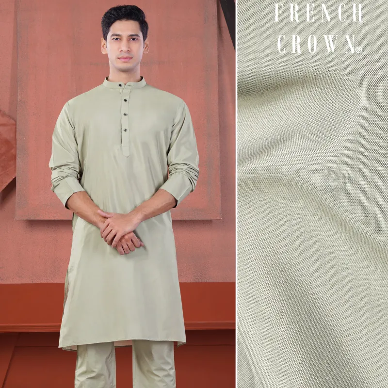 Artichoke Gray Subtle Sheen Viscose Kurta sold by French Crown