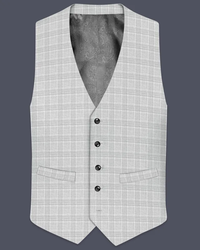 Cloud Gray Plaid Wool Rich Waistcoat sold by French Crown