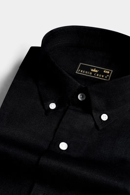Jade Black Dobby Textured Premium Giza Cotton Button Down Shirt sold by French Crown