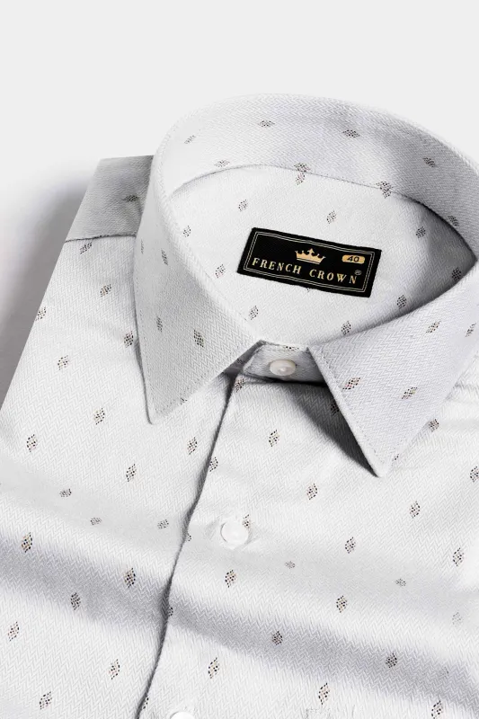 Gainsboro Gray Textured Herringbone Premium Cotton Shirt sold by French Crown