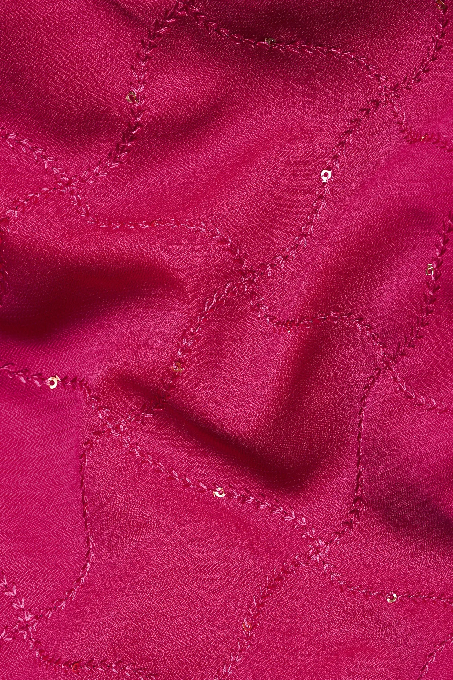 Cardinal Pink Viscose Embroidered With Tikki Work Designer Nehru Jacket sold by French Crown product image thumbnail 3