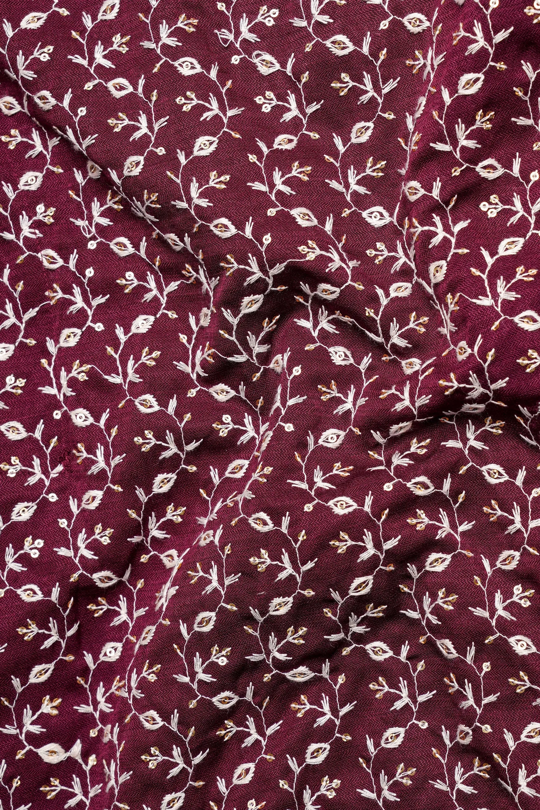 Mulberry Maroon Viscose Ditsy Embroidered With Tikki Work Designer Nehru Jacket sold by French Crown product image thumbnail 3