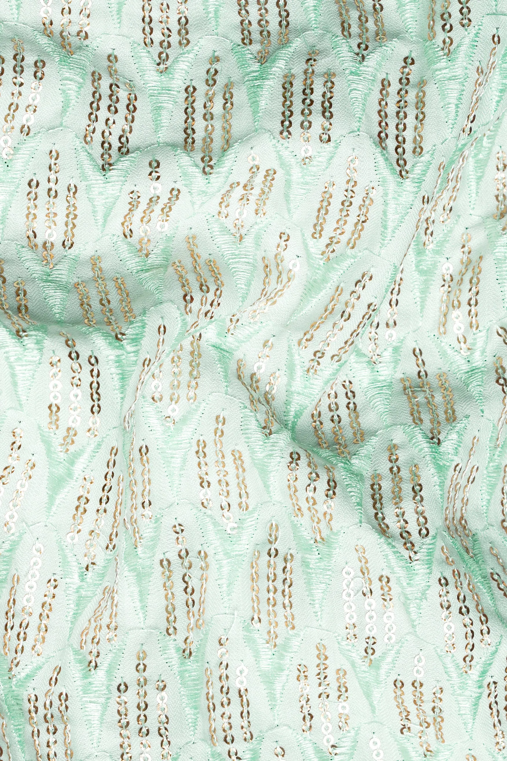 Edgewater Green Viscose Embroidered with Tikki Work Designer Kurta sold by French Crown product image thumbnail 3