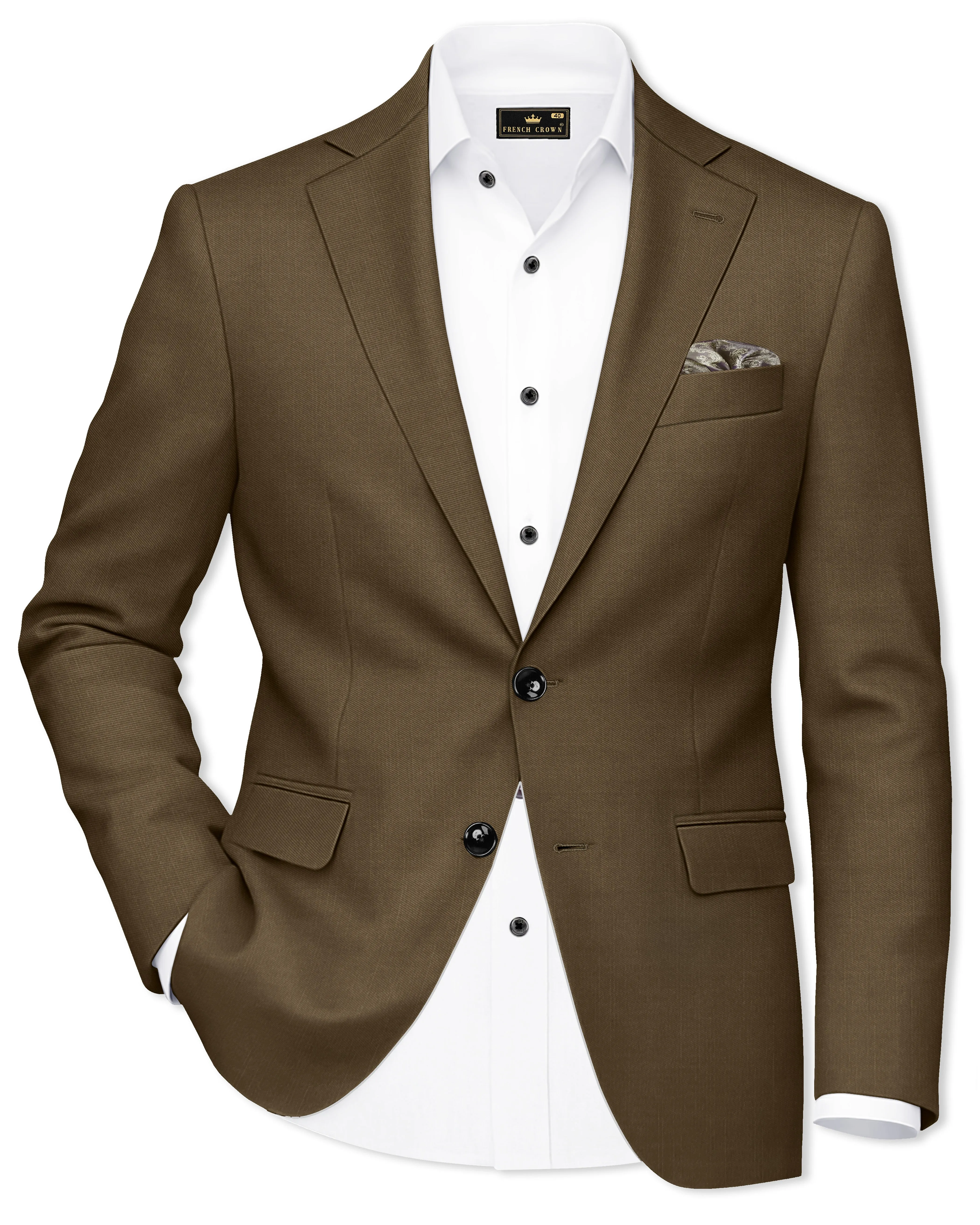 Tortilla Brown Wool Rich Single Breasted Blazer sold by French Crown