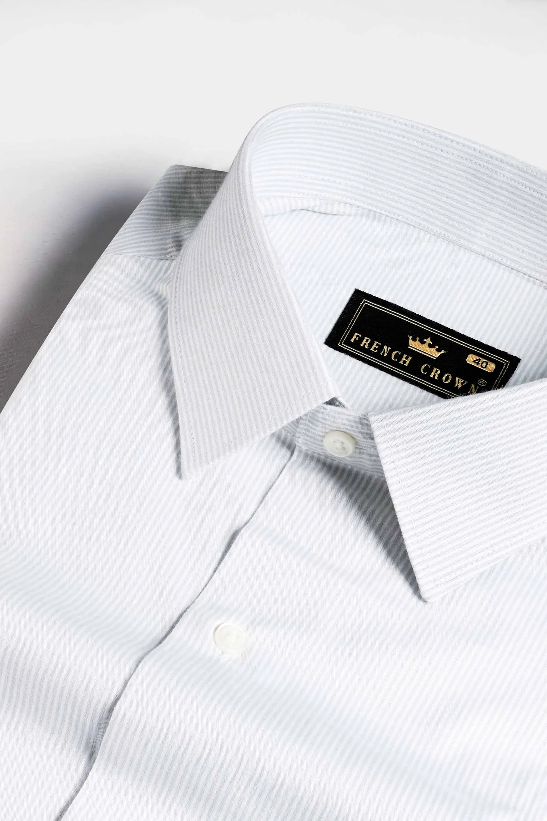 Gainsboro Gray and White Pinstriped Premium Cotton Shirt sold by French Crown