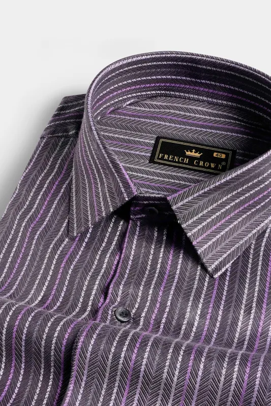 Scarpa Flow Purple Multicolour Striped Dobby Textured Premium Giza Cotton Shirt sold by French Crown