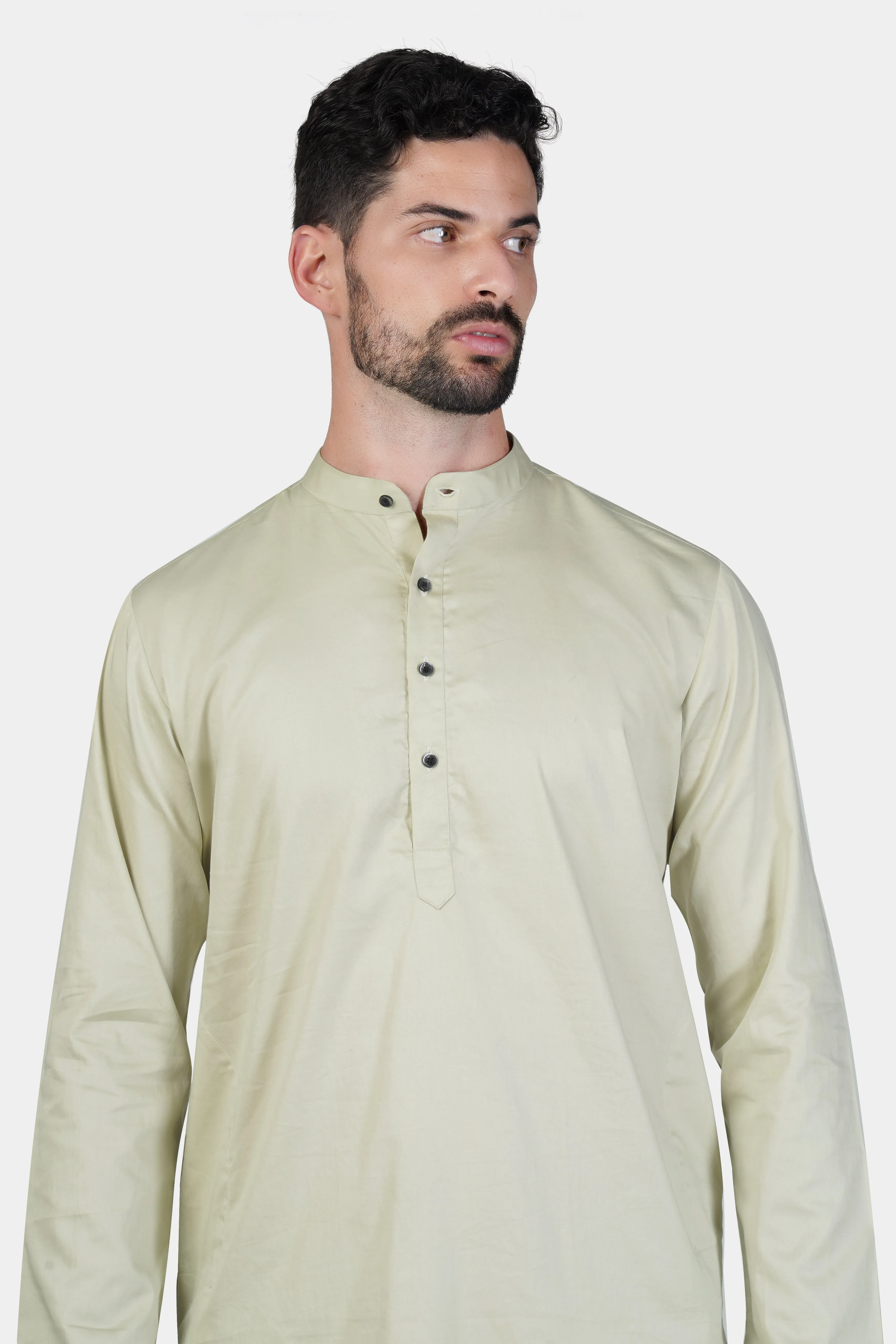 Coriander Green Subtle Sheen Super Soft Premium Cotton Kurta Set sold by French Crown product image thumbnail 4