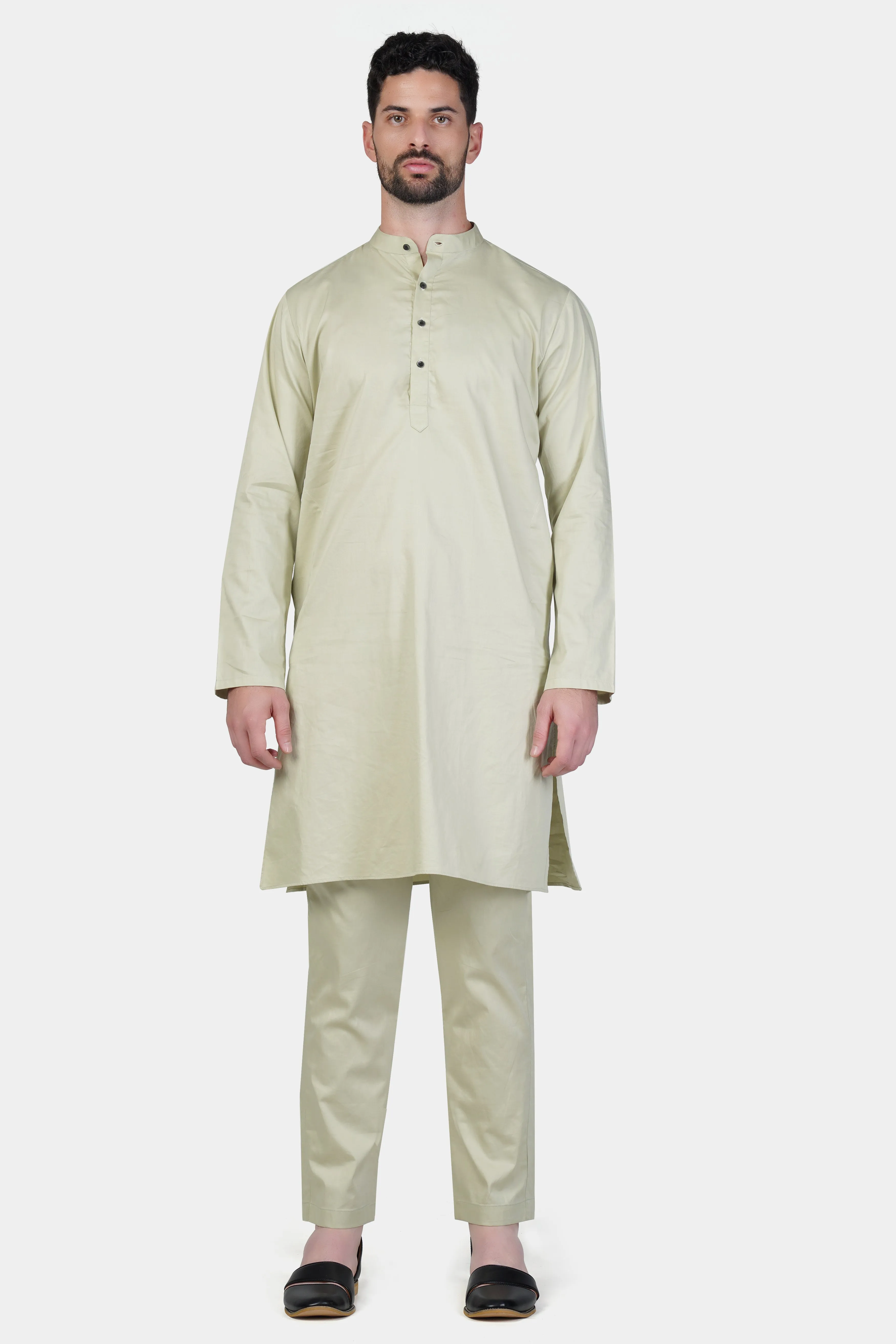 Coriander Green Subtle Sheen Super Soft Premium Cotton Kurta Set sold by French Crown product image thumbnail 2
