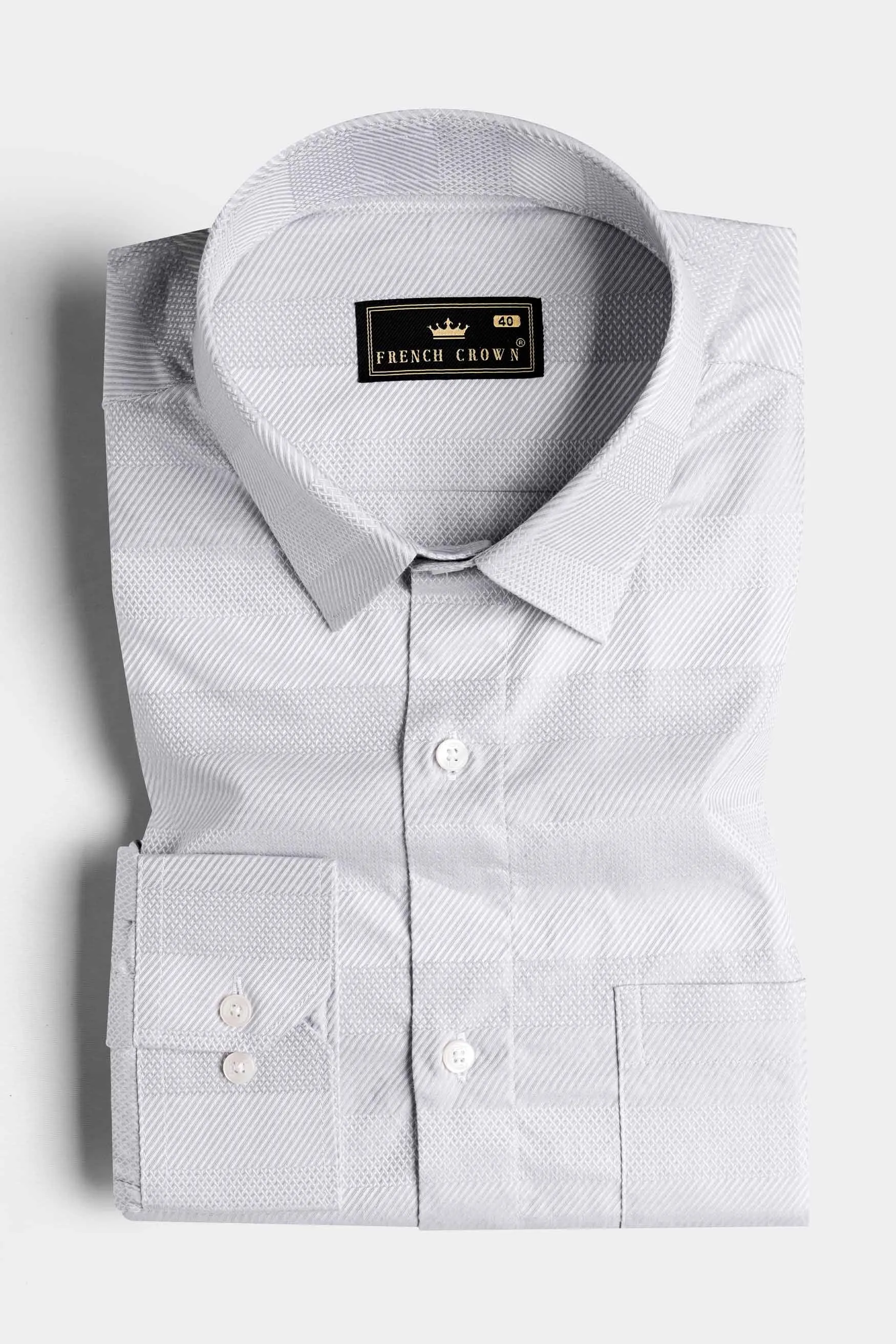 Periglacial Gray Dobby Textured Premium Giza Cotton Shirt sold by French Crown product image thumbnail 3