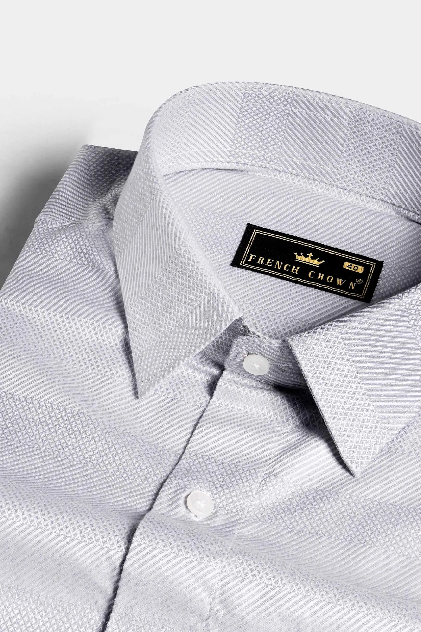 Periglacial Gray Dobby Textured Premium Giza Cotton Shirt sold by French Crown