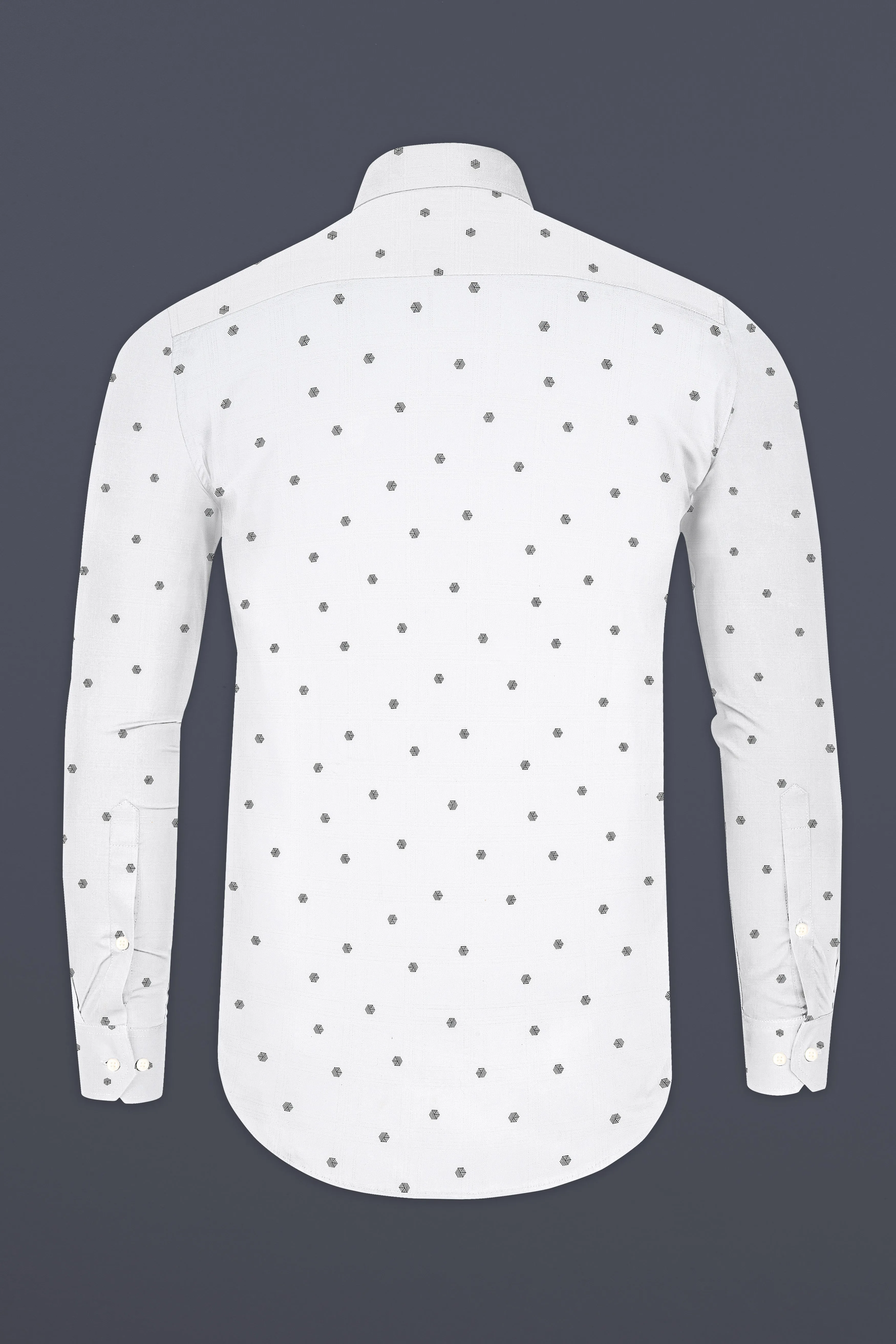 Bright White Dobby Textured Premium Giza Cotton Shirt sold by French Crown product image thumbnail 5