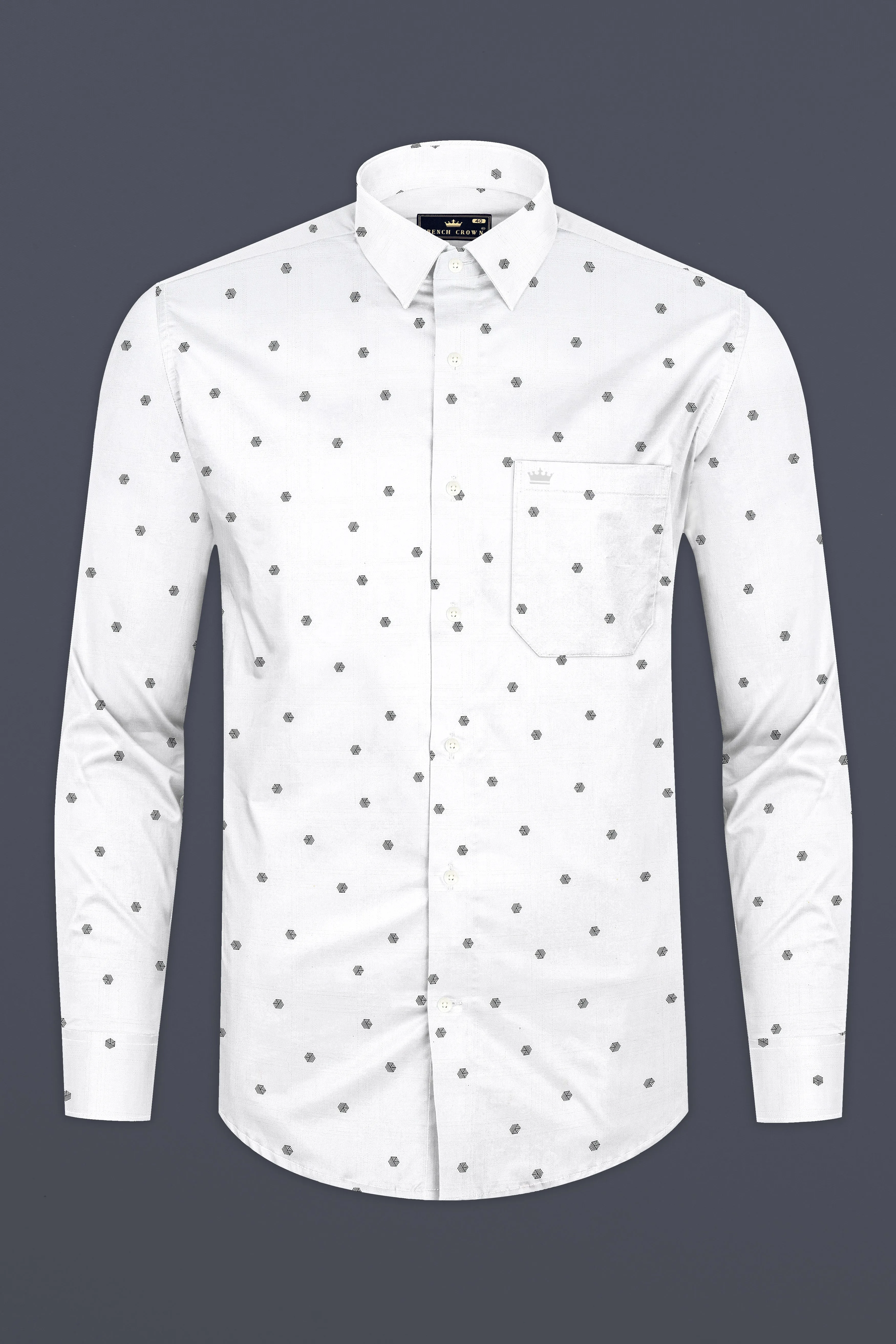 Bright White Dobby Textured Premium Giza Cotton Shirt sold by French Crown product image thumbnail 4