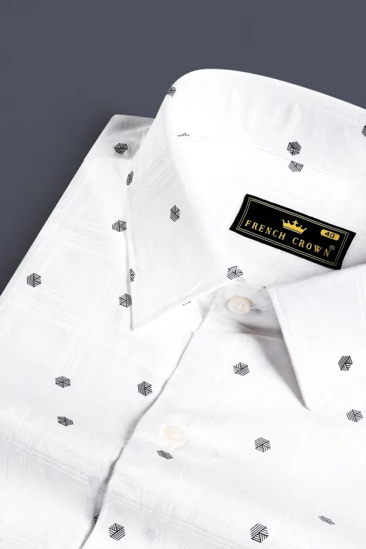 Bright White Dobby Textured Premium Giza Cotton Shirt sold by French Crown