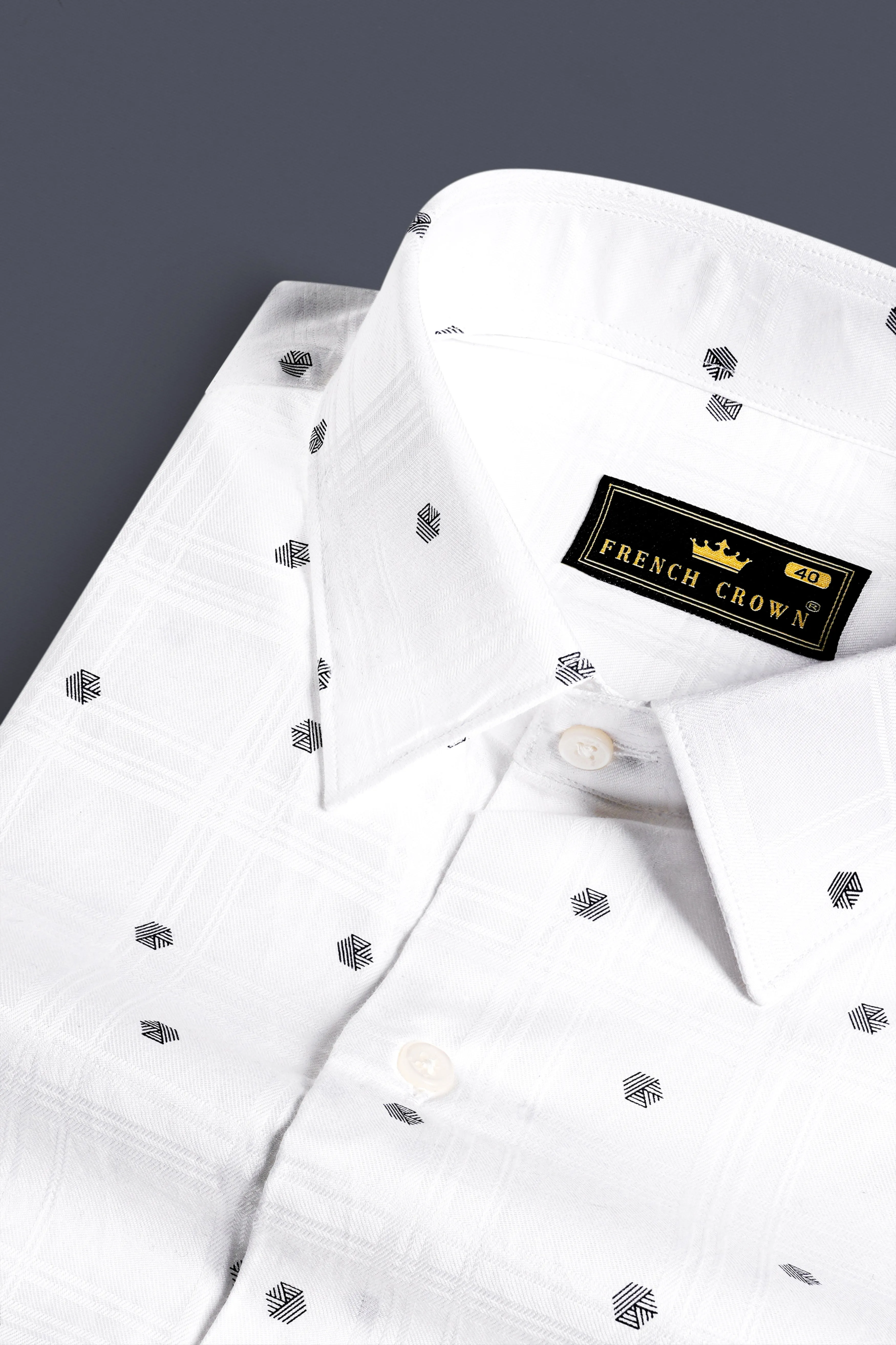 Bright White Dobby Textured Premium Giza Cotton Shirt sold by French Crown