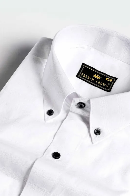 Bright White Dobby Textured Premium Giza Cotton Shirt sold by French Crown
