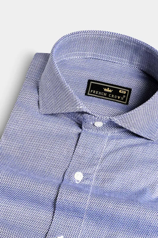 Yonder Blue Dobby Textured Premium Giza Cotton Shirt sold by French Crown