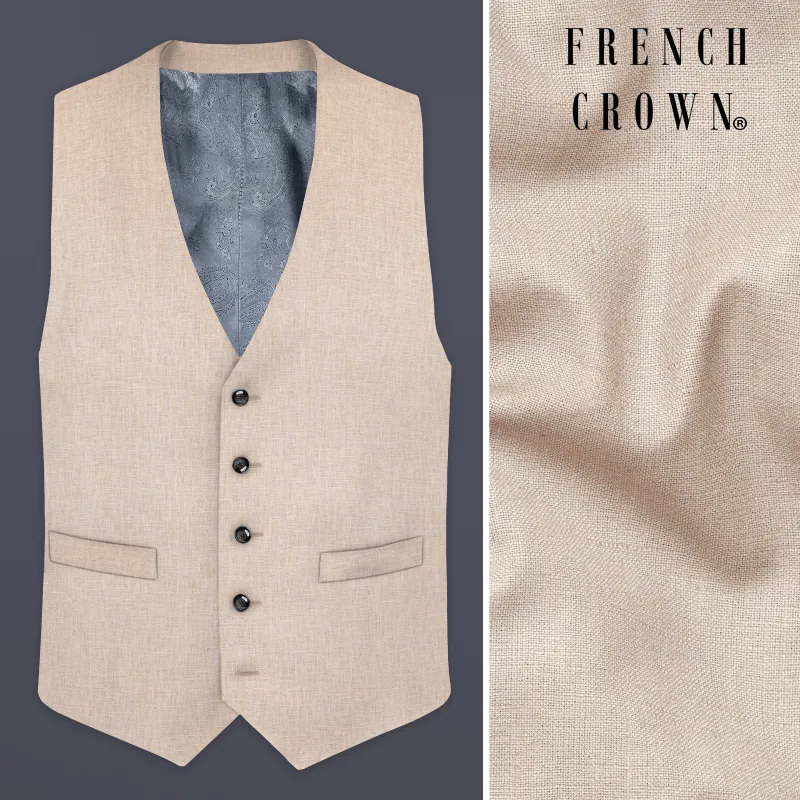 Cashmere Beige Premium Linen Sports Waistcoat sold by French Crown