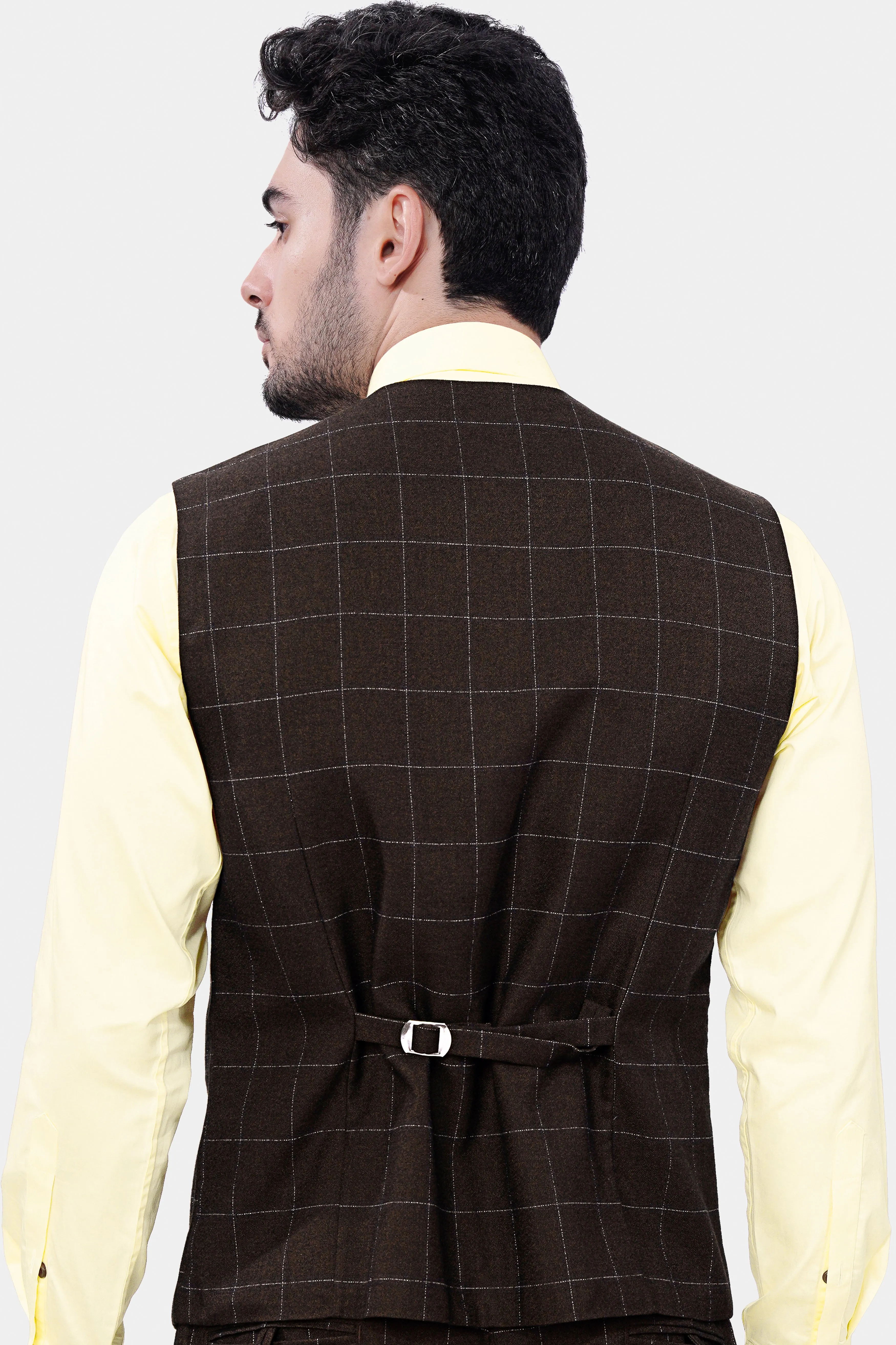 Chicory Brown Windowpane Wool Rich Waistcoat sold by French Crown product image thumbnail 4
