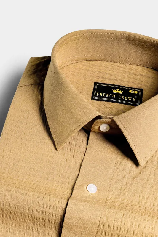 Chalky Brown Dobby Textured Premium Giza Cotton Shirt sold by French Crown
