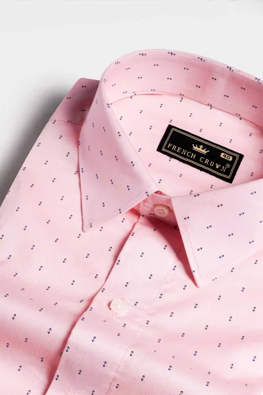 Thistle Pink Printed Twill Premium Cotton Shirt made by French Crown
