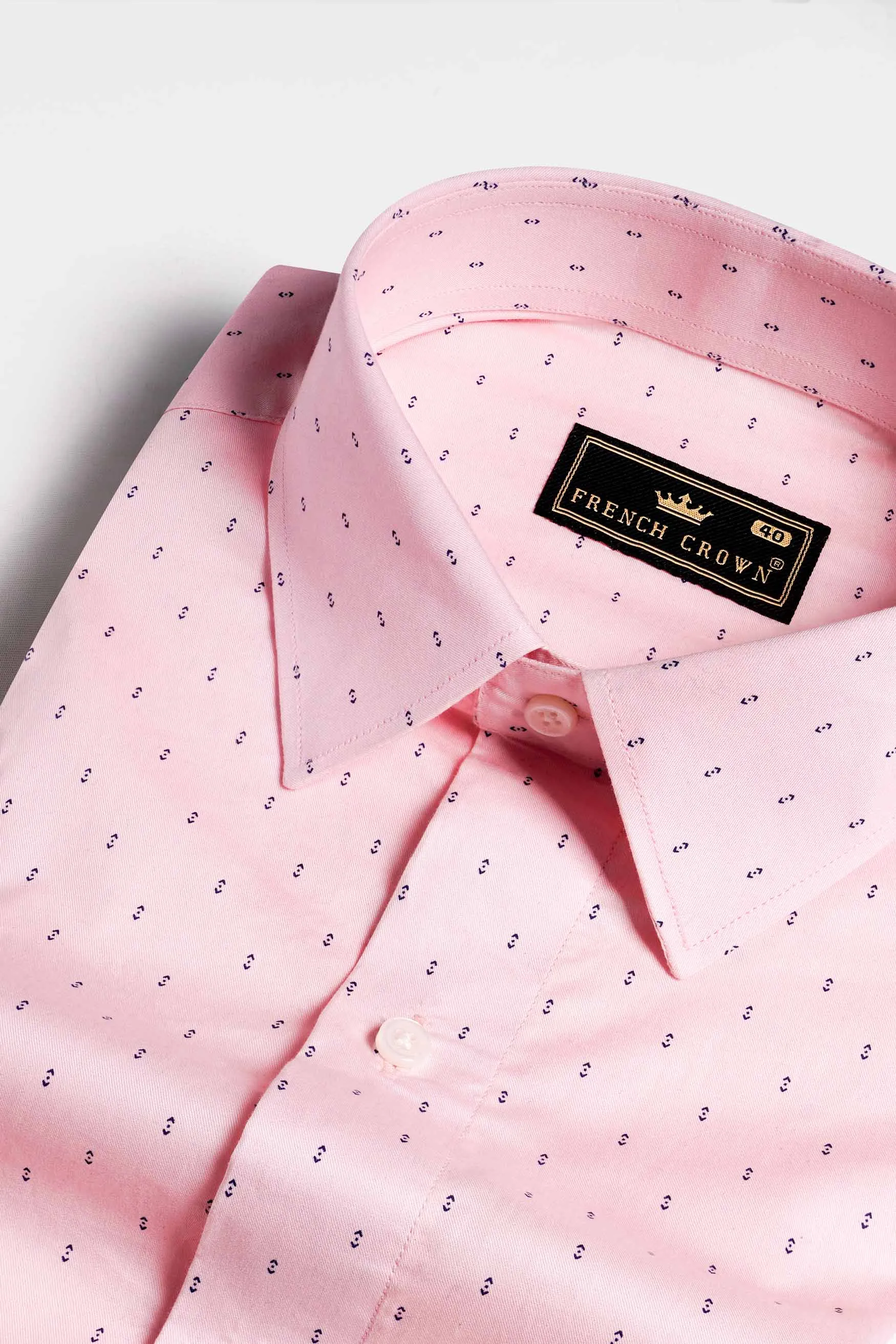 Thistle Pink Printed Twill Premium Cotton Shirt sold by French Crown