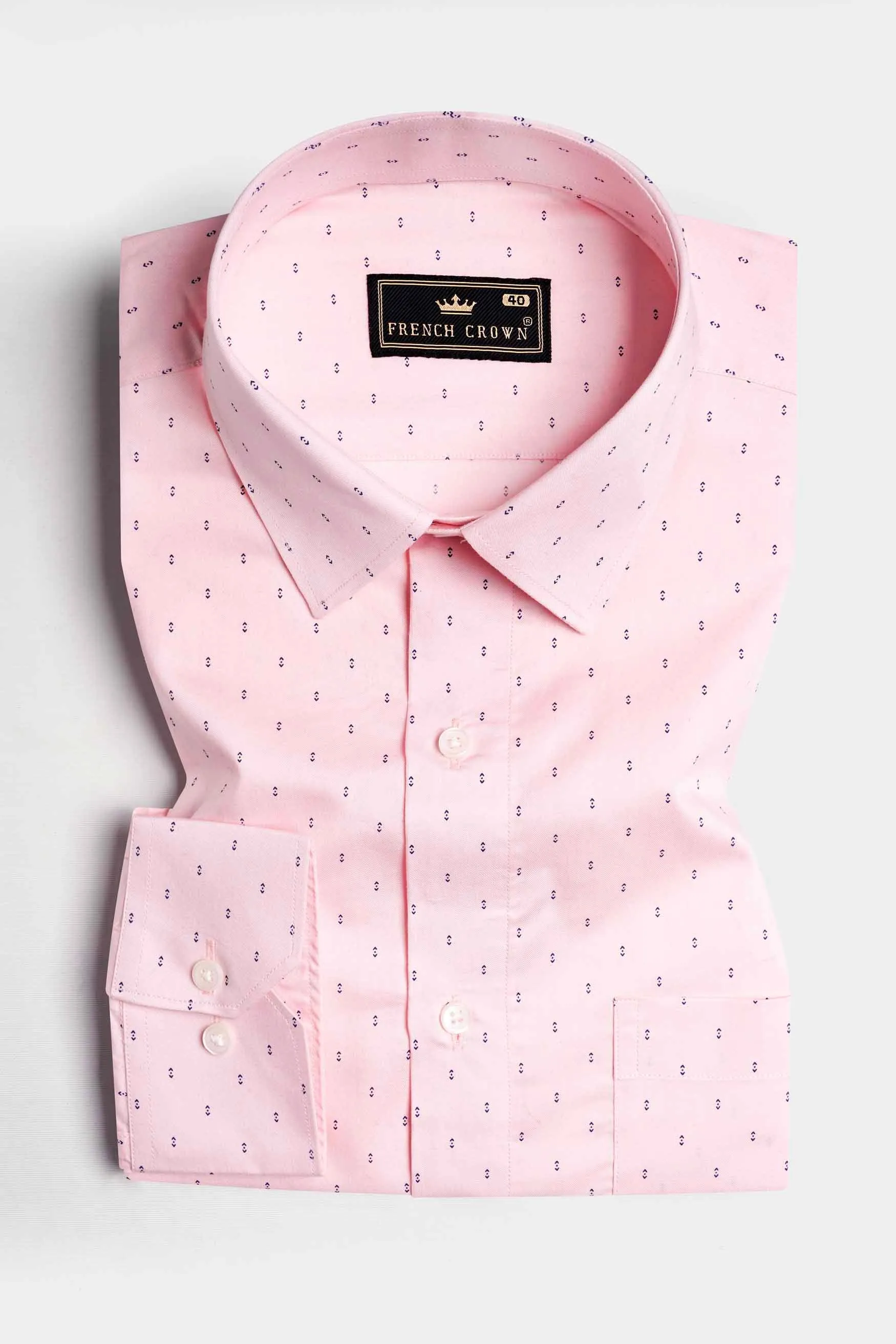 Thistle Pink Printed Twill Premium Cotton Shirt sold by French Crown product image thumbnail 3