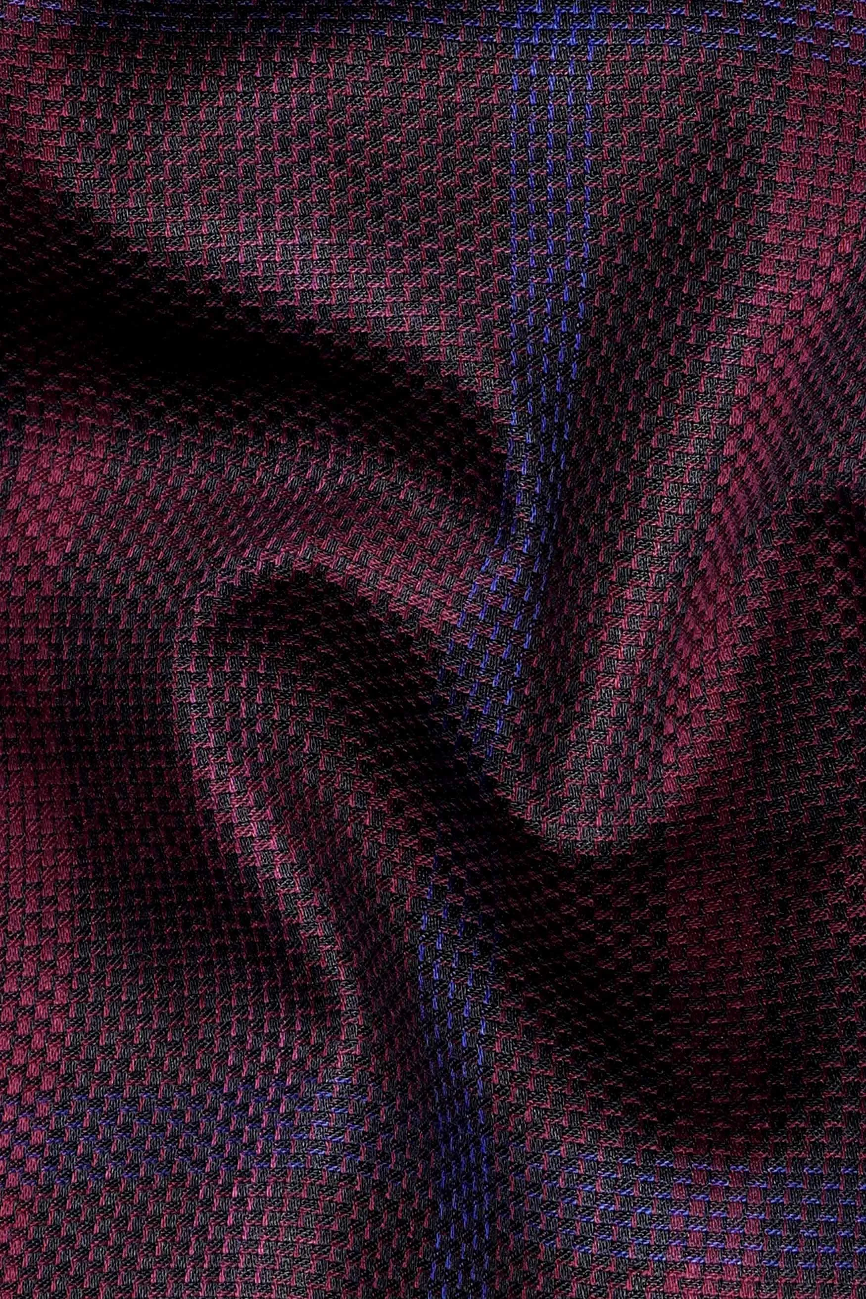 Magenta Maroon and CloudBurst Blue Dobby Textured Premium Giza Cotton Shirt sold by French Crown product image thumbnail 2