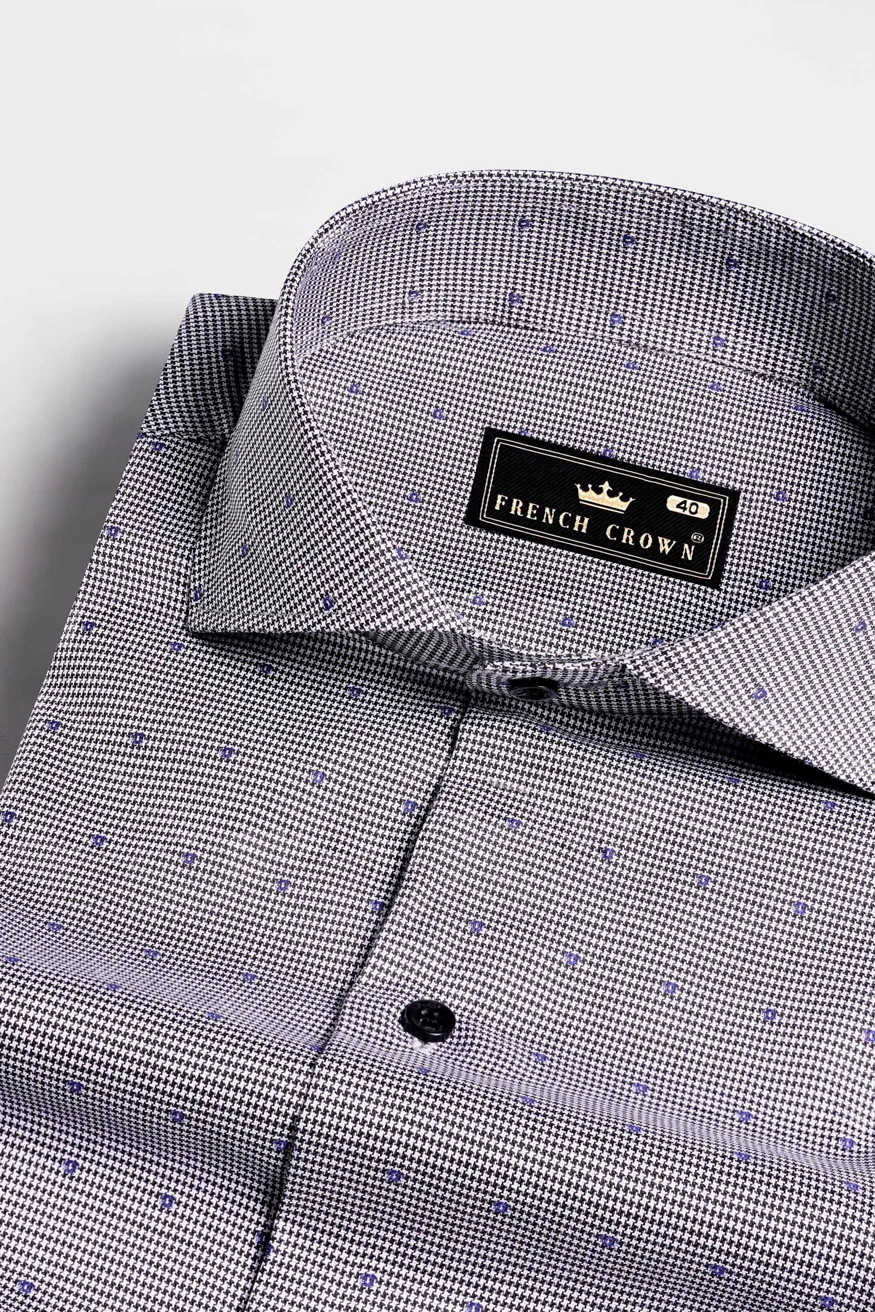 Concord Gray and Scampi Blue Houndstooth Shirt sold by French Crown