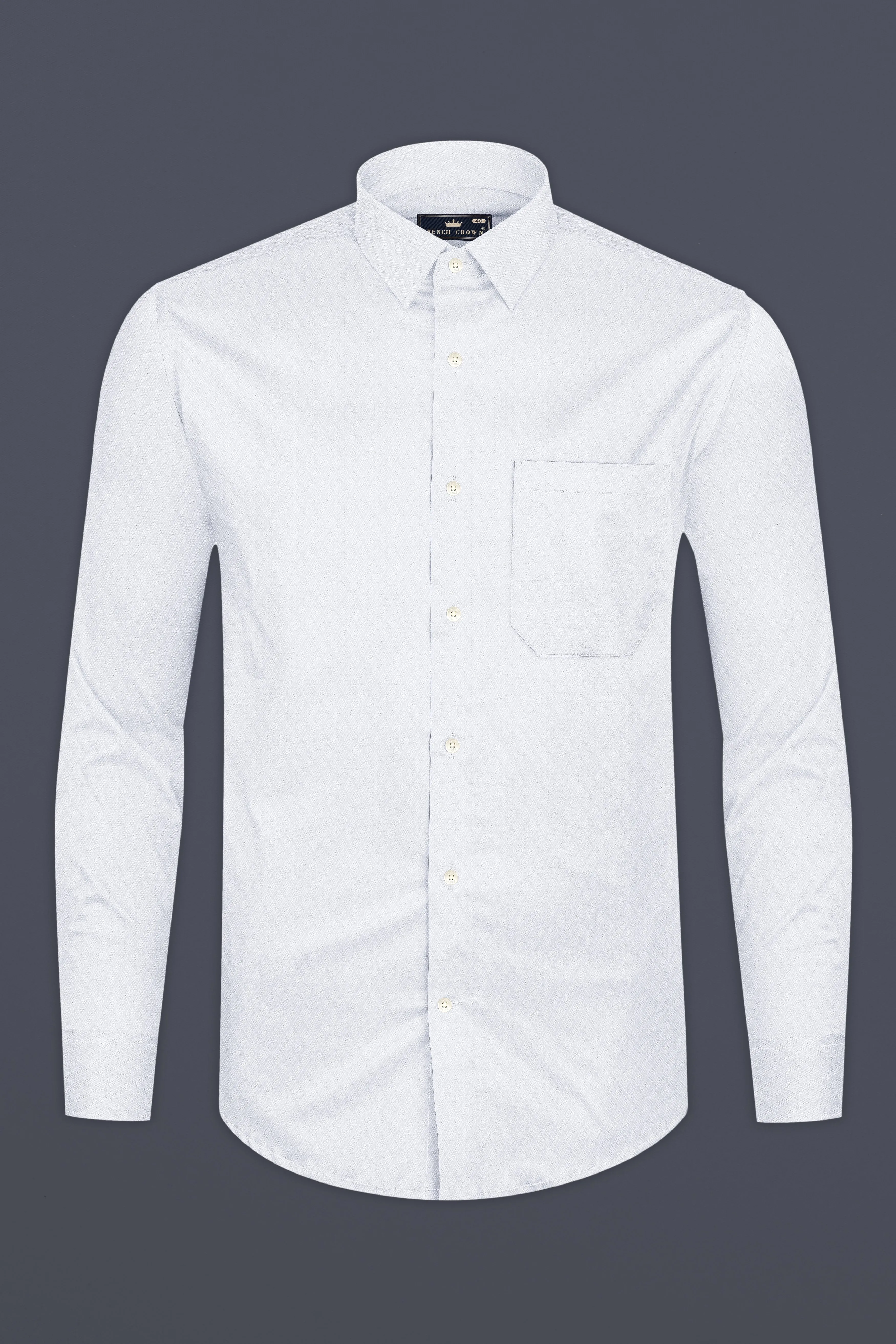 Bright White Dobby Textured Premium Giza Cotton Shirt sold by French Crown product image thumbnail 4