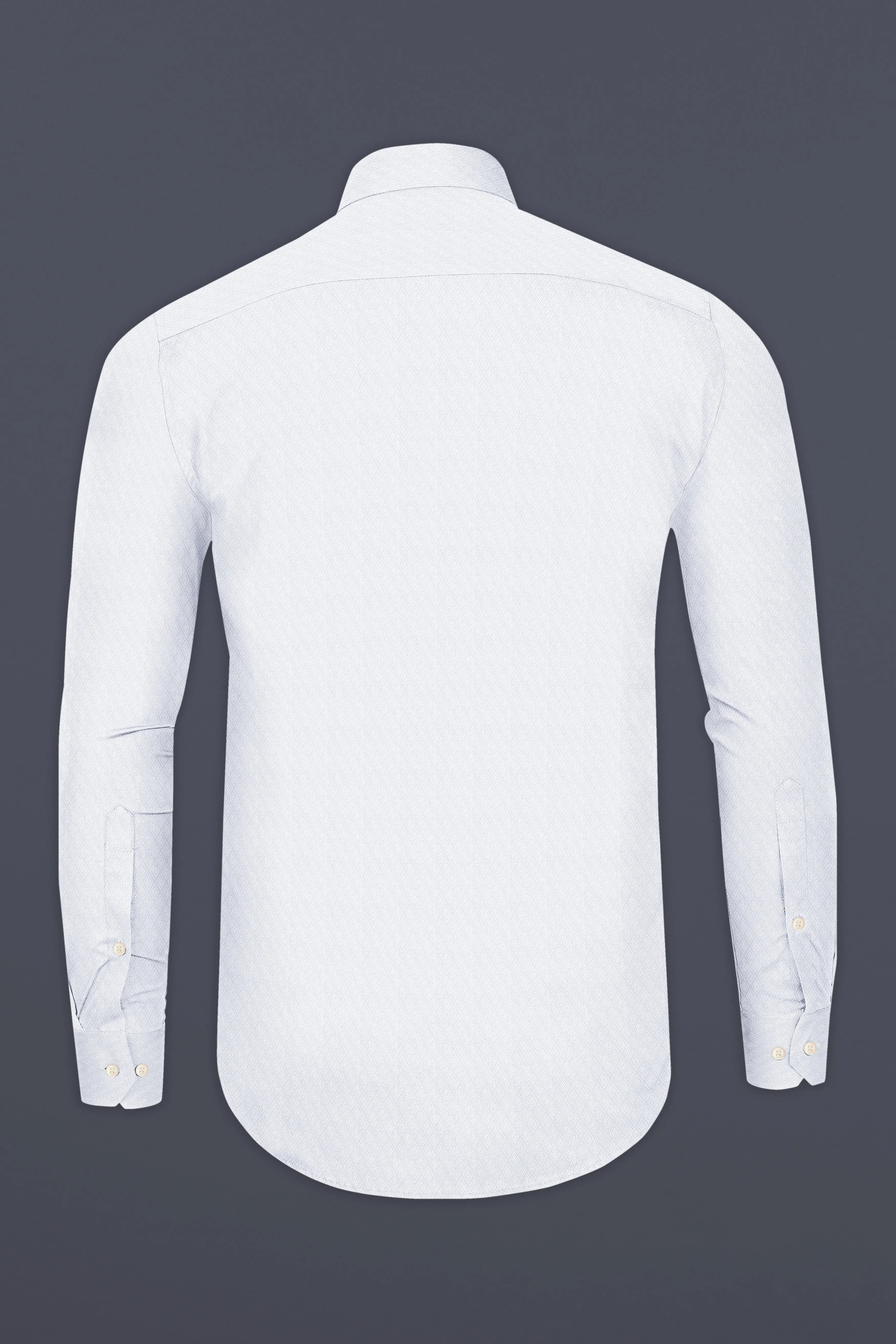 Bright White Dobby Textured Premium Giza Cotton Shirt sold by French Crown product image thumbnail 5