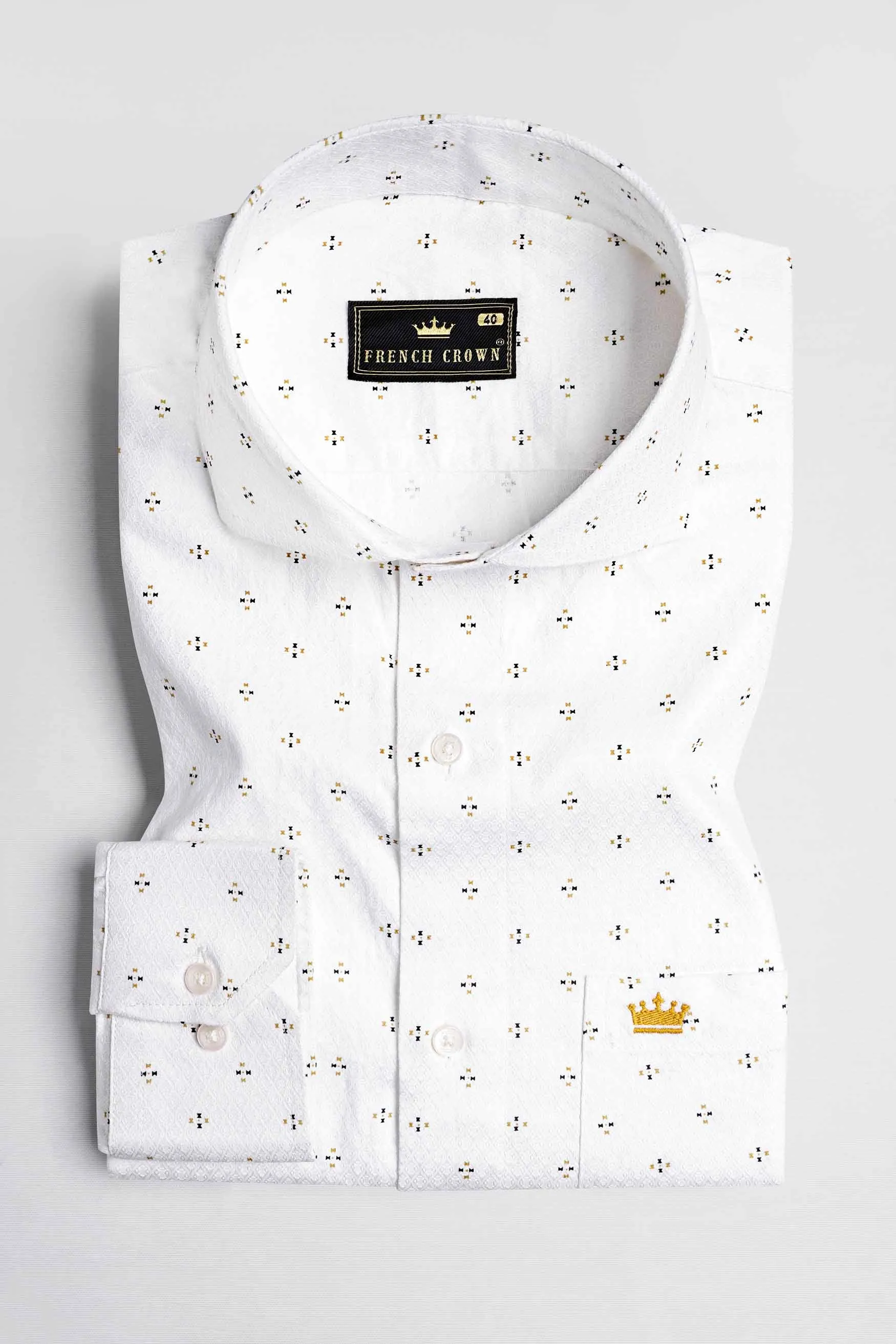 Bright White Dobby Textured Premium Giza Cotton Shirt sold by French Crown product image thumbnail 3