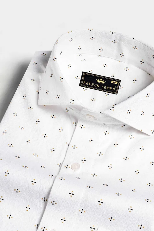 Bright White Dobby Textured Premium Giza Cotton Shirt sold by French Crown