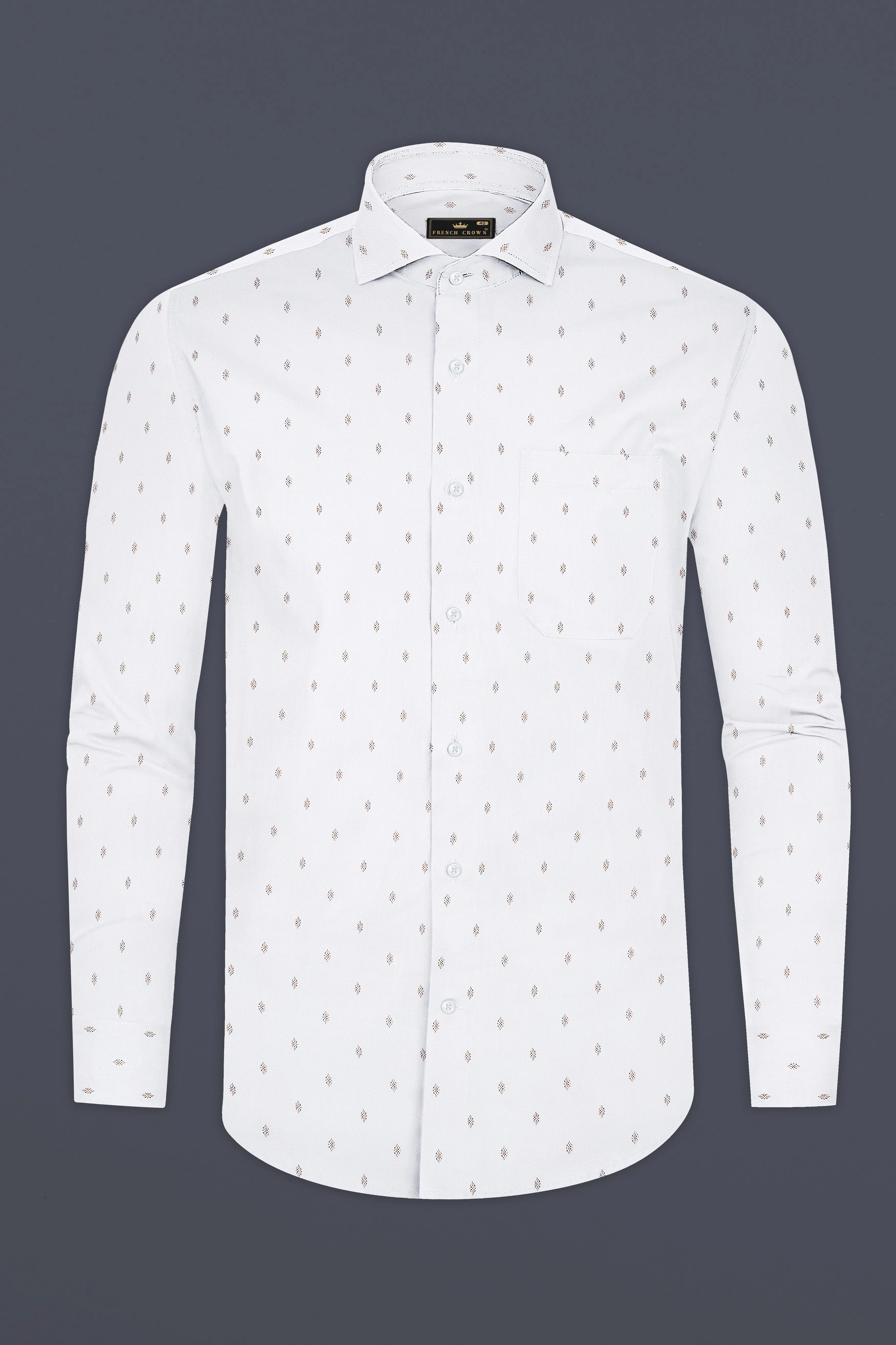 Bright White Dobby Textured Premium Giza Cotton Shirt sold by French Crown product image thumbnail 4