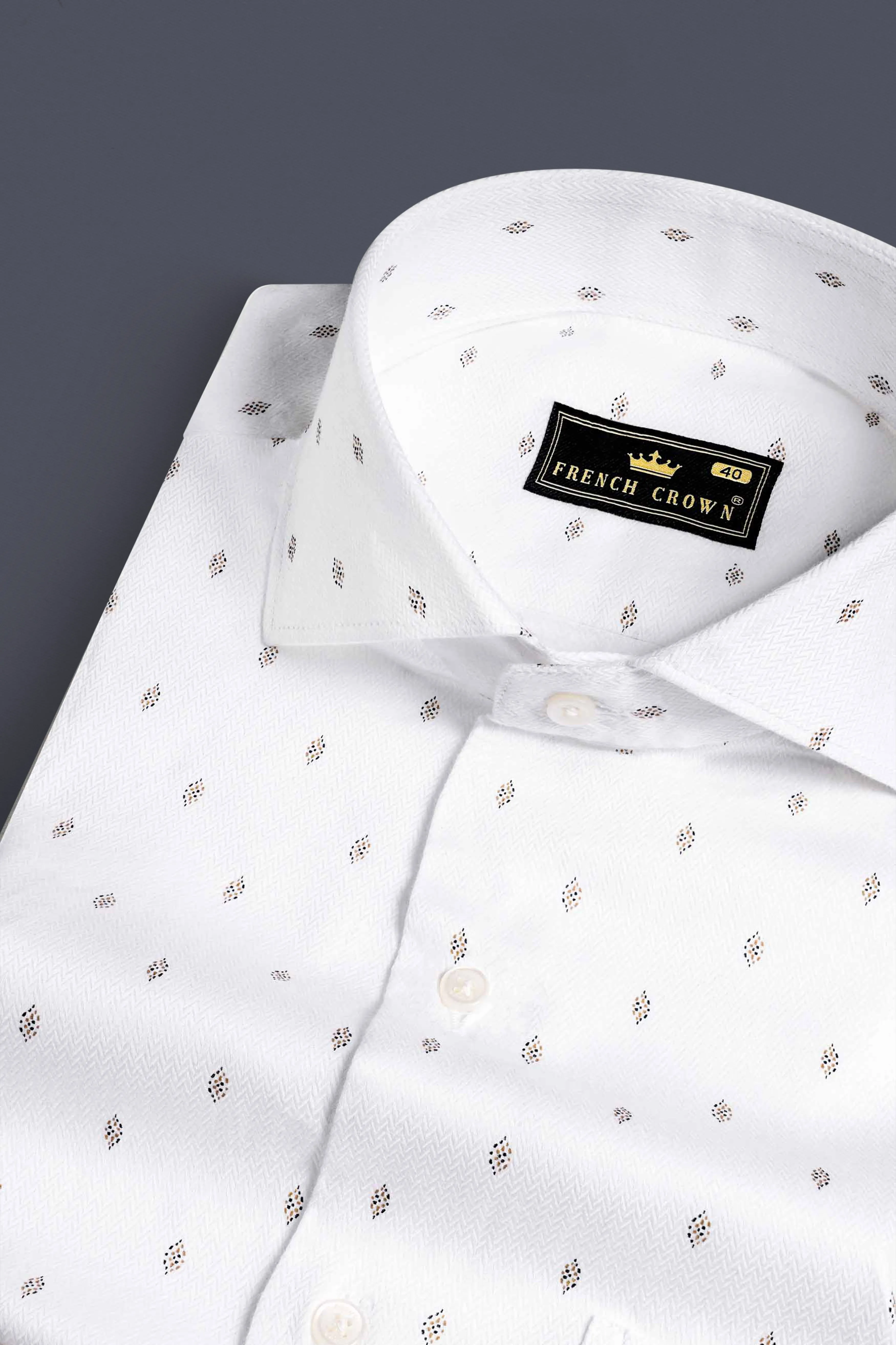 Bright White Dobby Textured Premium Giza Cotton Shirt sold by French Crown