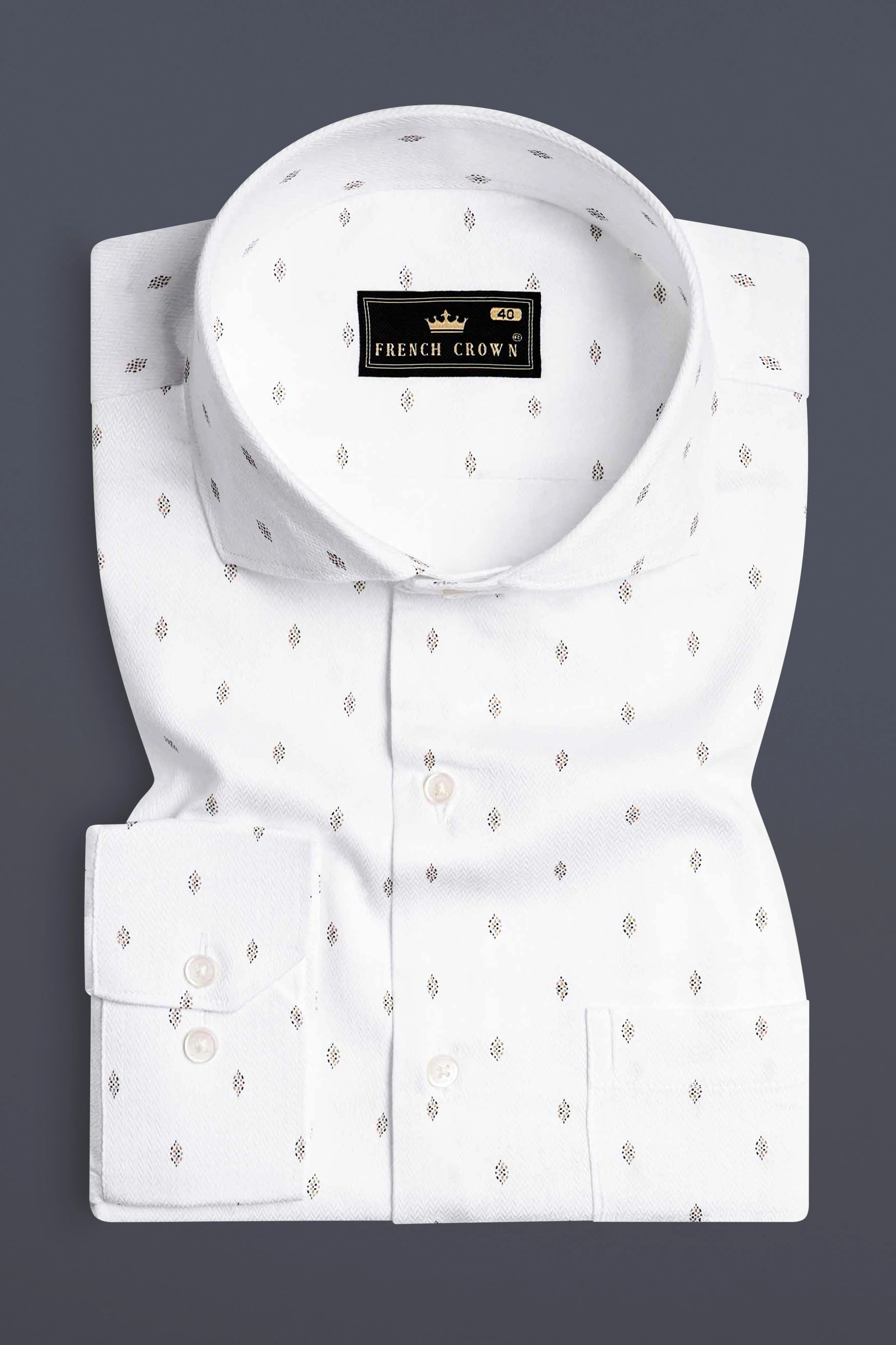 Bright White Dobby Textured Premium Giza Cotton Shirt sold by French Crown product image thumbnail 3