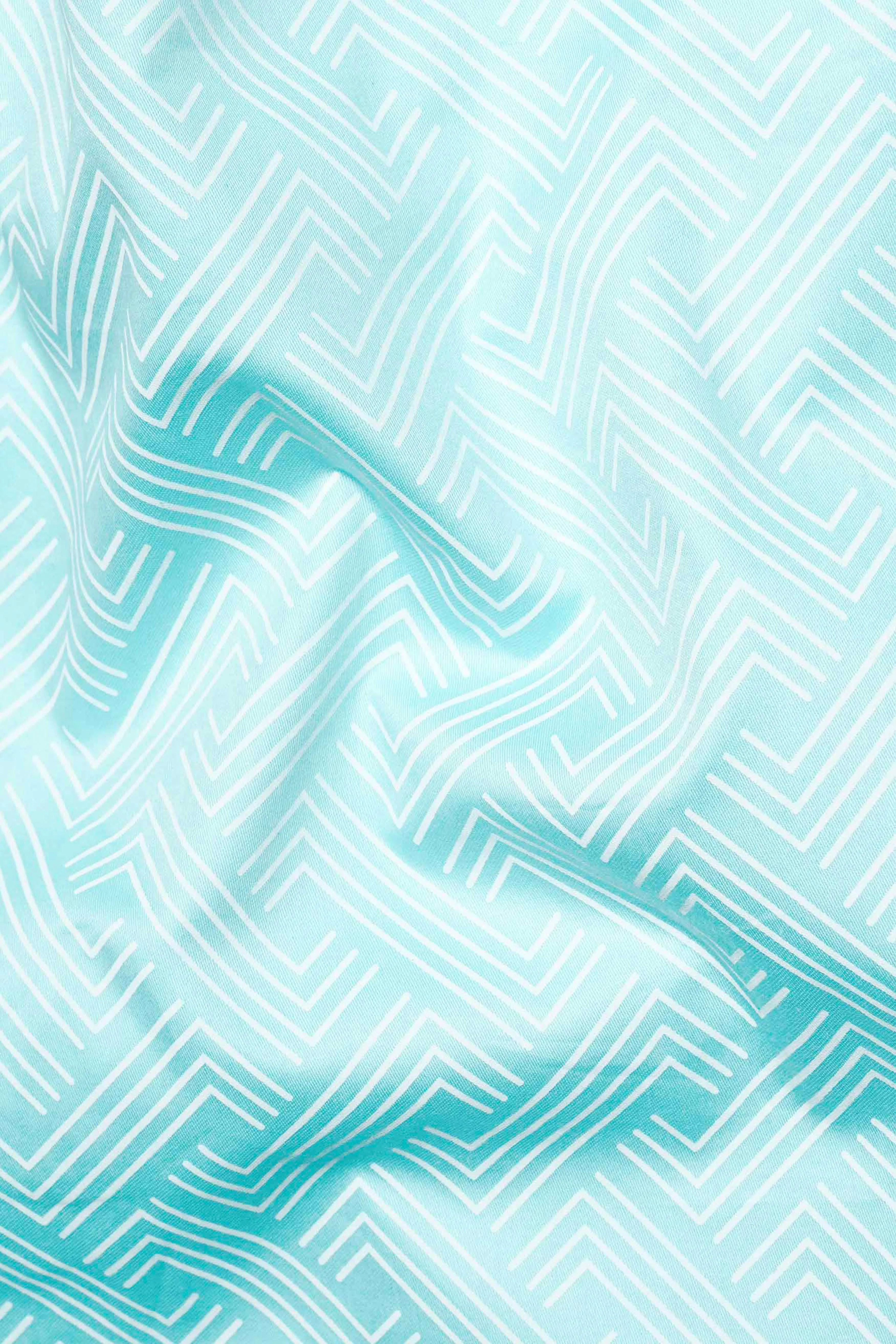 Charlotte Blue and White Printed Subtle Sheen Super Soft Premium Cotton Shirt sold by French Crown product image thumbnail 2