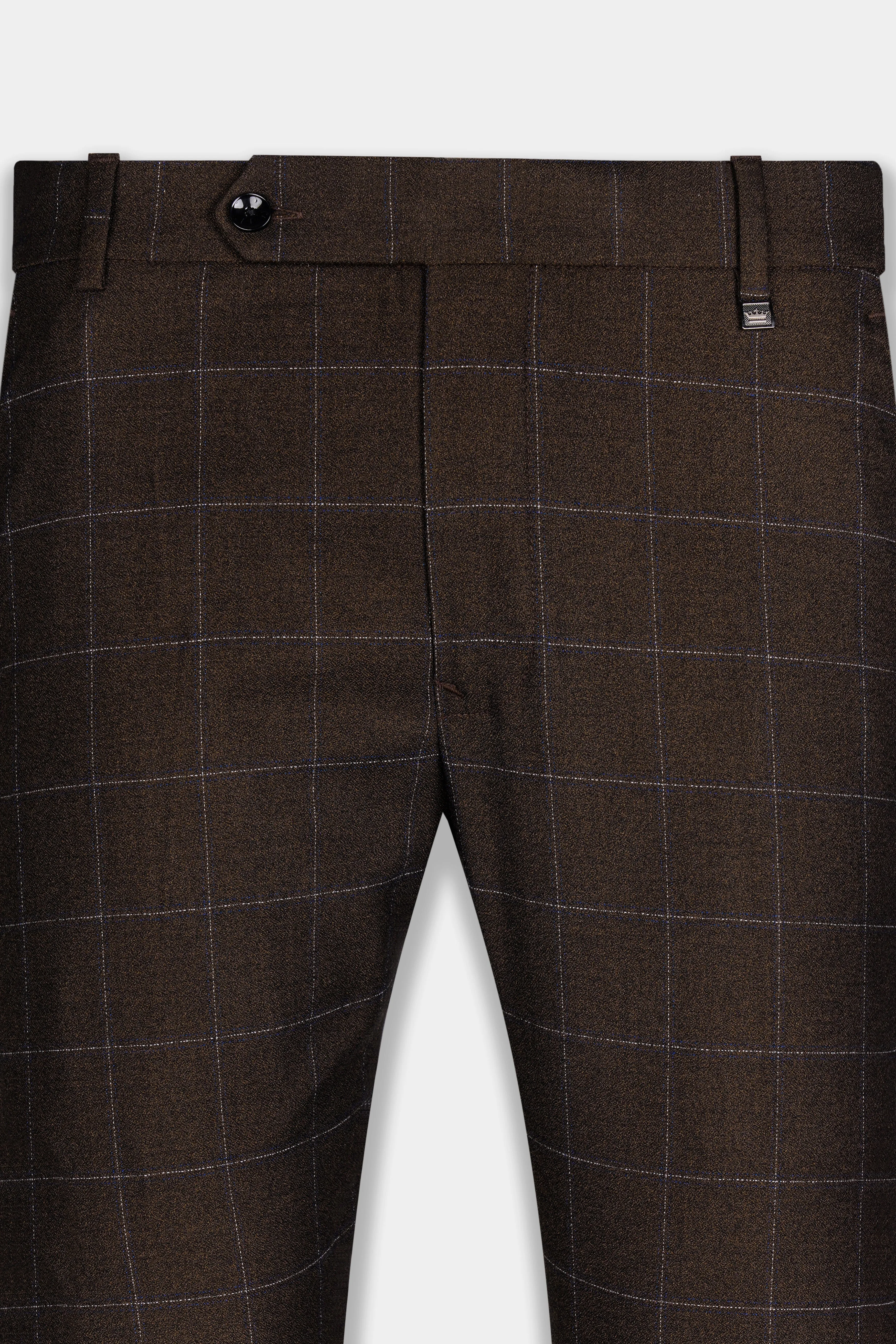 Chicory Brown Windowpane Pant sold by French Crown product image thumbnail 2