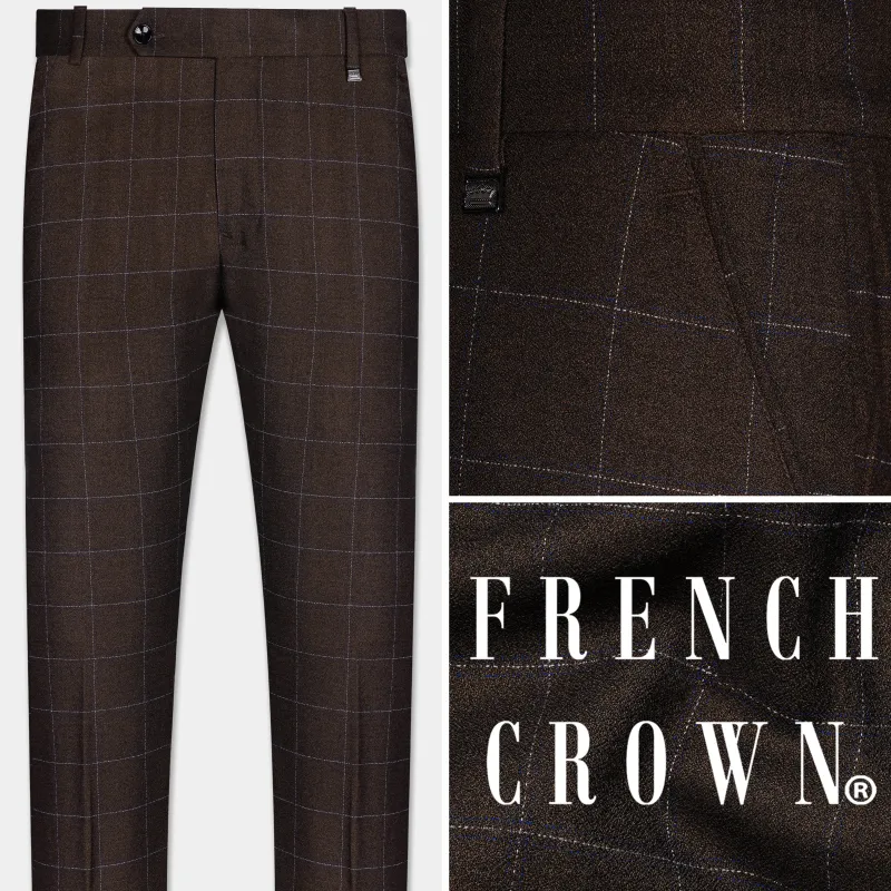 Chicory Brown Windowpane Pant sold by French Crown
