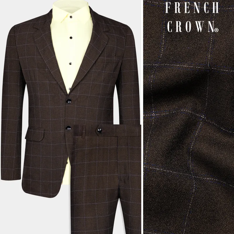 Chicory Brown Windowpane Wool Rich Suit sold by French Crown