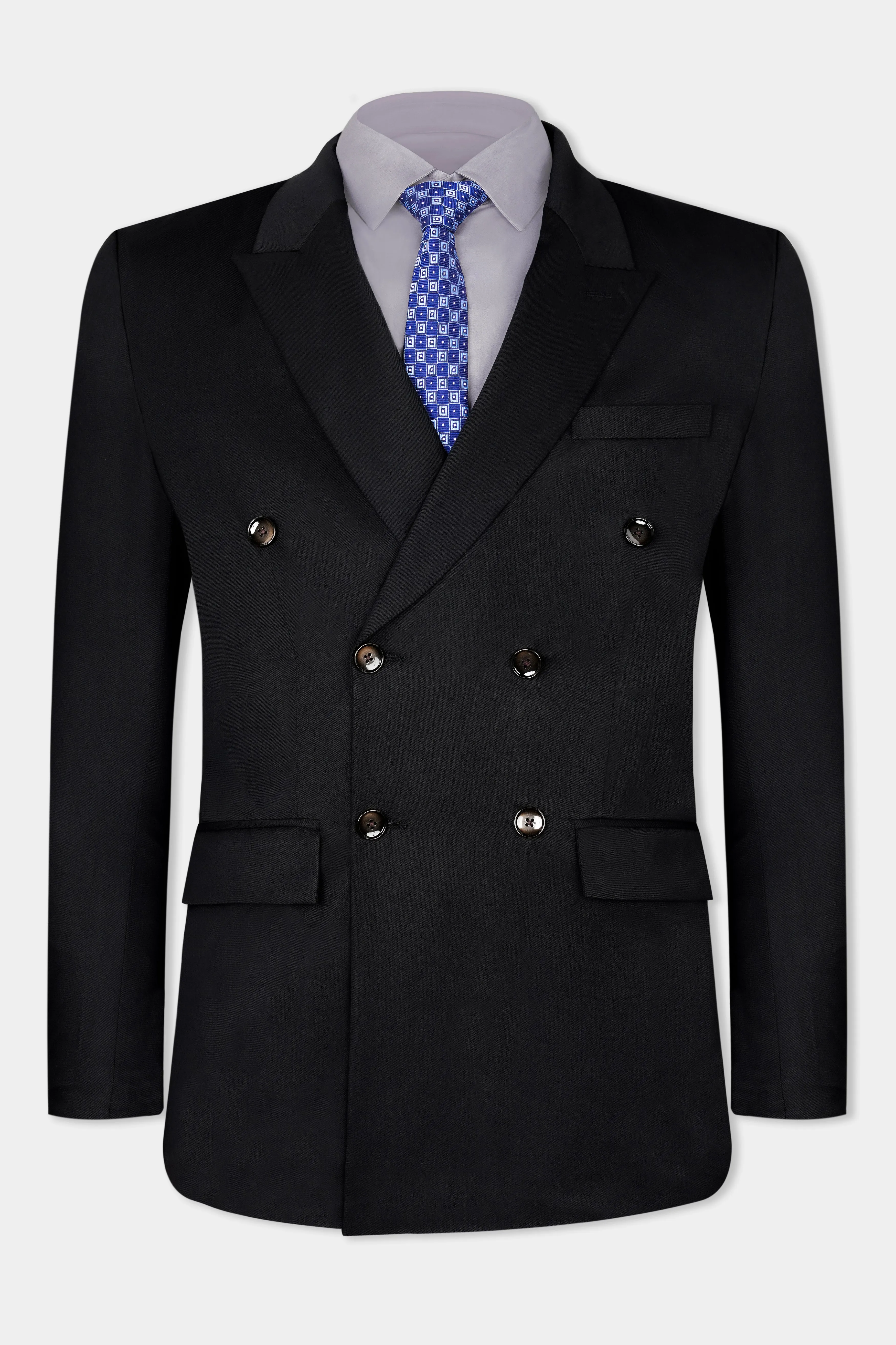 Jade Black Wool Rich Double Breasted Blazer sold by French Crown product image thumbnail 2