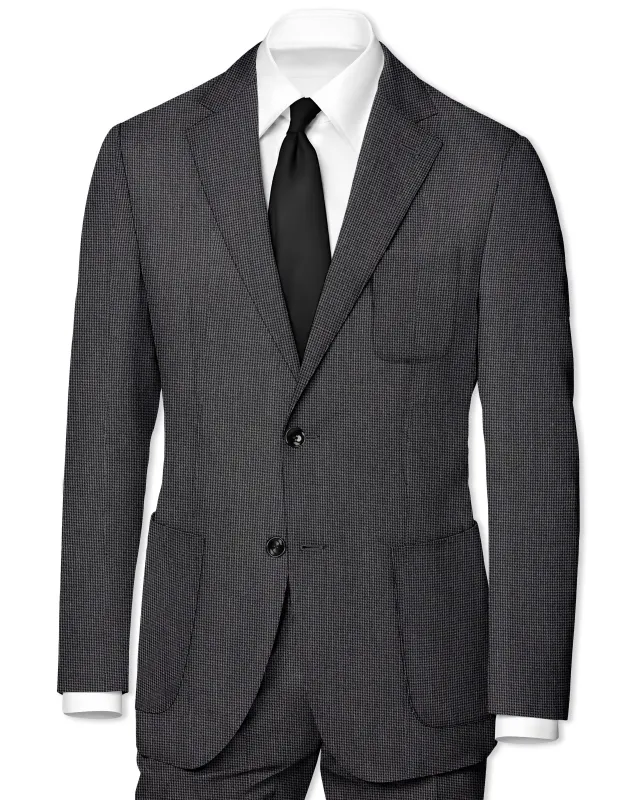 Gunmetal Gray Houndstooth Wool Rich Blazer sold by French Crown
